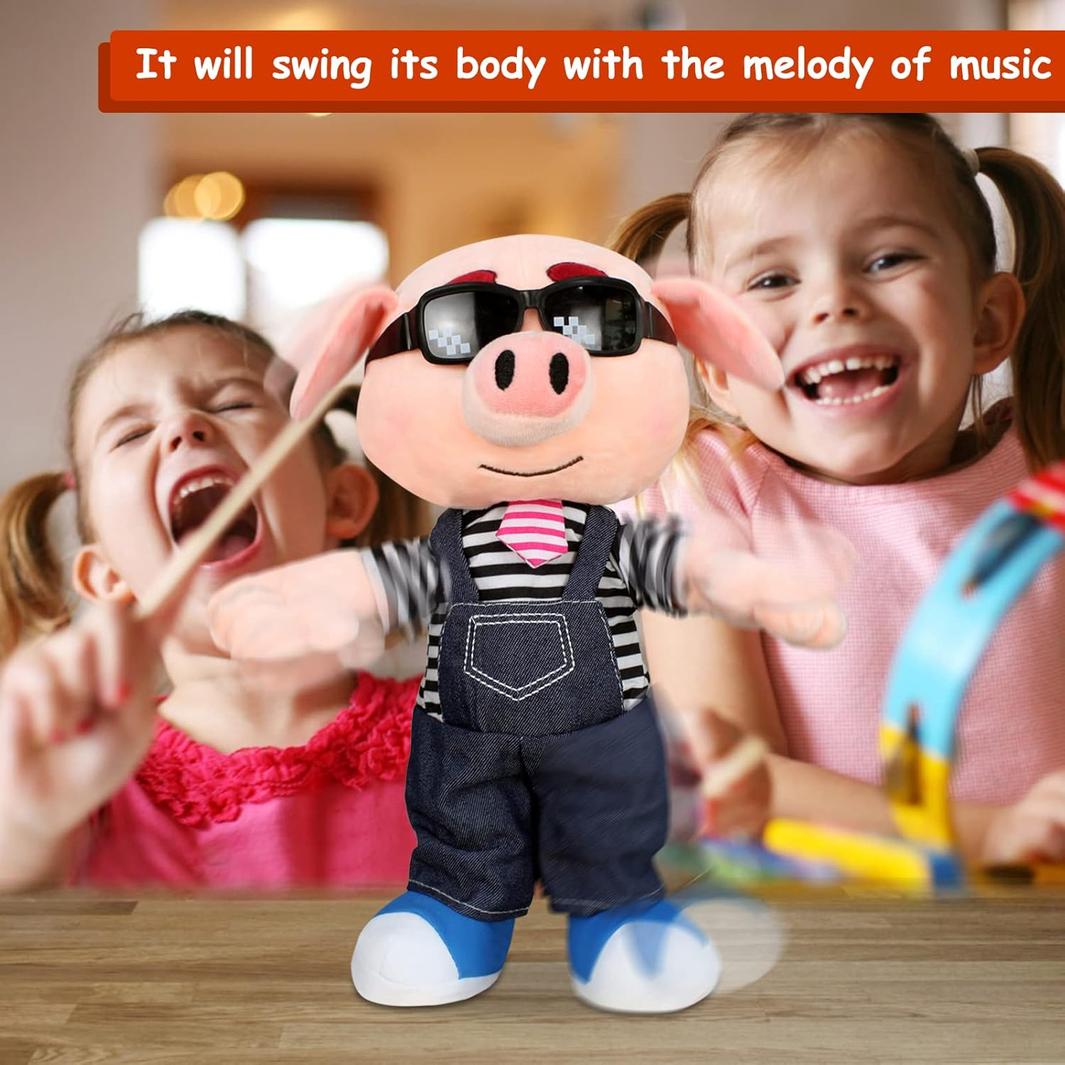 Musical Stuffed Pig Animal Singing Dancing Pig Plush Toy Electronic Interactive Plush Toy image number 6