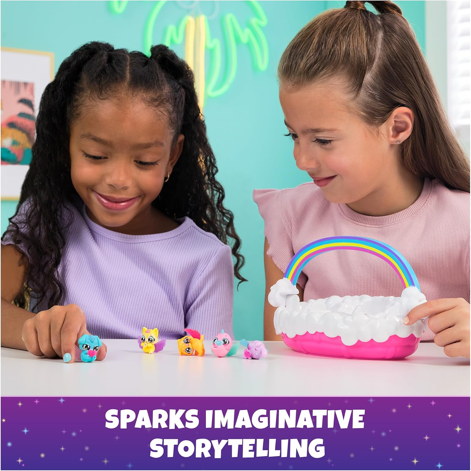 Hatchimals Collectible Hatch Neon Rainbow Basket