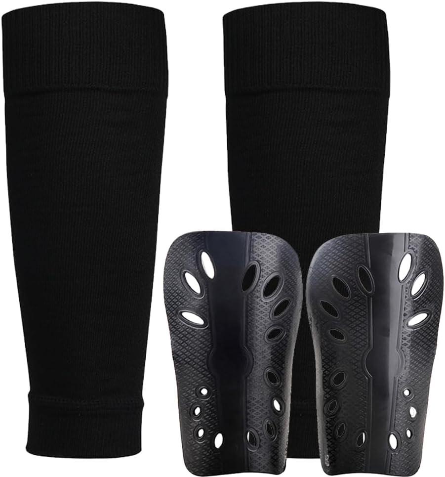 Suithink Soccer Shin Set, 2 PCS Soccer Shin Pads and 2 PCS Shin Guard Sleeves,Lightweight Football Calf Protective Gear Cushion Reduce Shocks for Adults and Kids image number 2