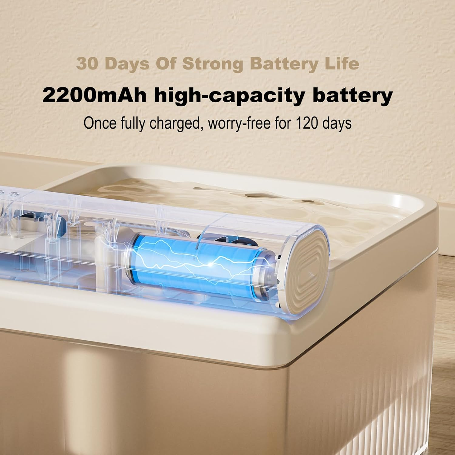 Namolit Wireless Cat Water Fountain Battery Operated 4L for Pets Dog Cat Water Dispenser Filter Chip Water Purification Core Grey Basic Sensor Model image number 6