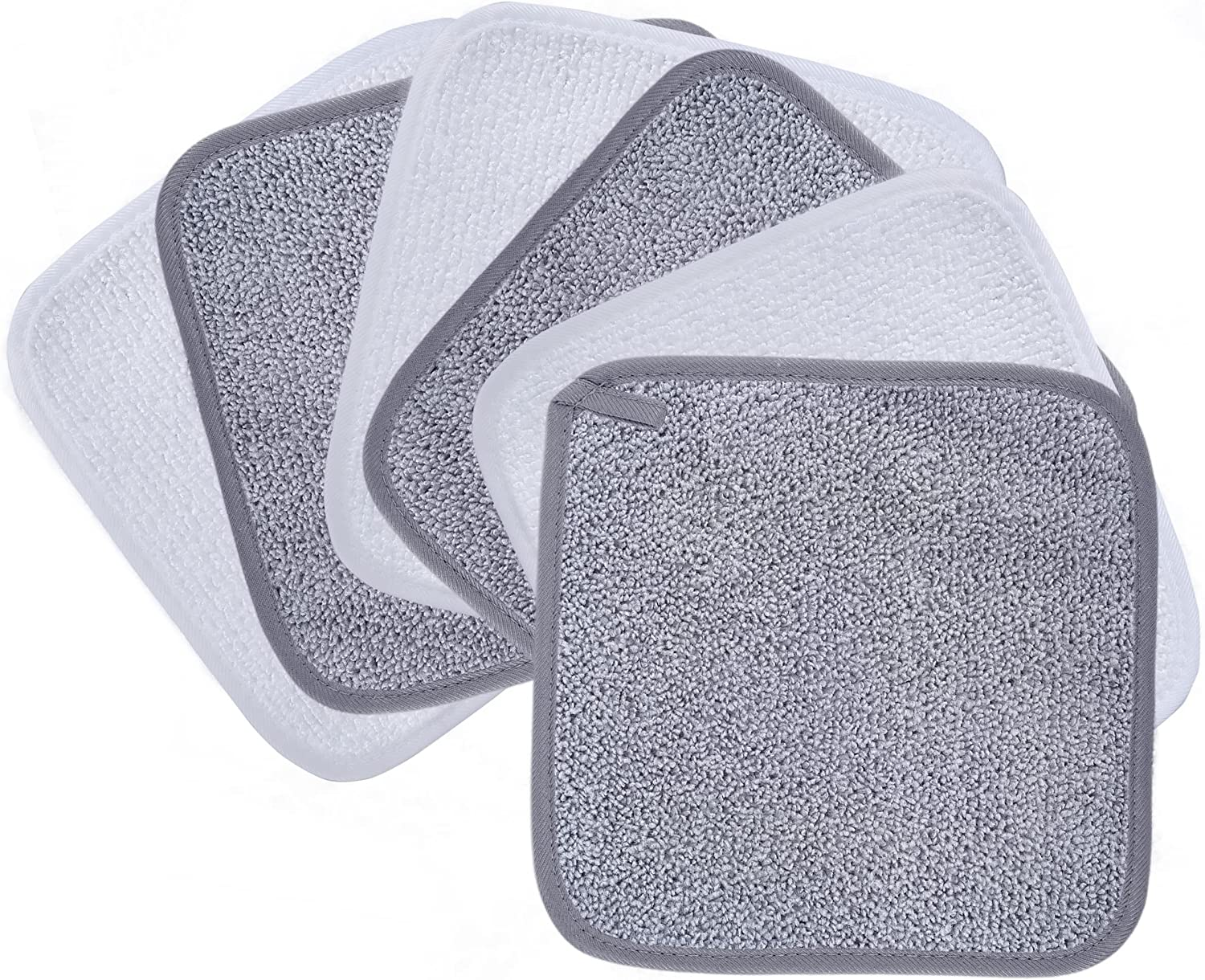 Polyte Premium Hypoallergenic Chemical Free Microfibre Makeup Remover and Facial Cleansing Cloth 6 Pack (20X20 Cm, Gray/White) image number 6