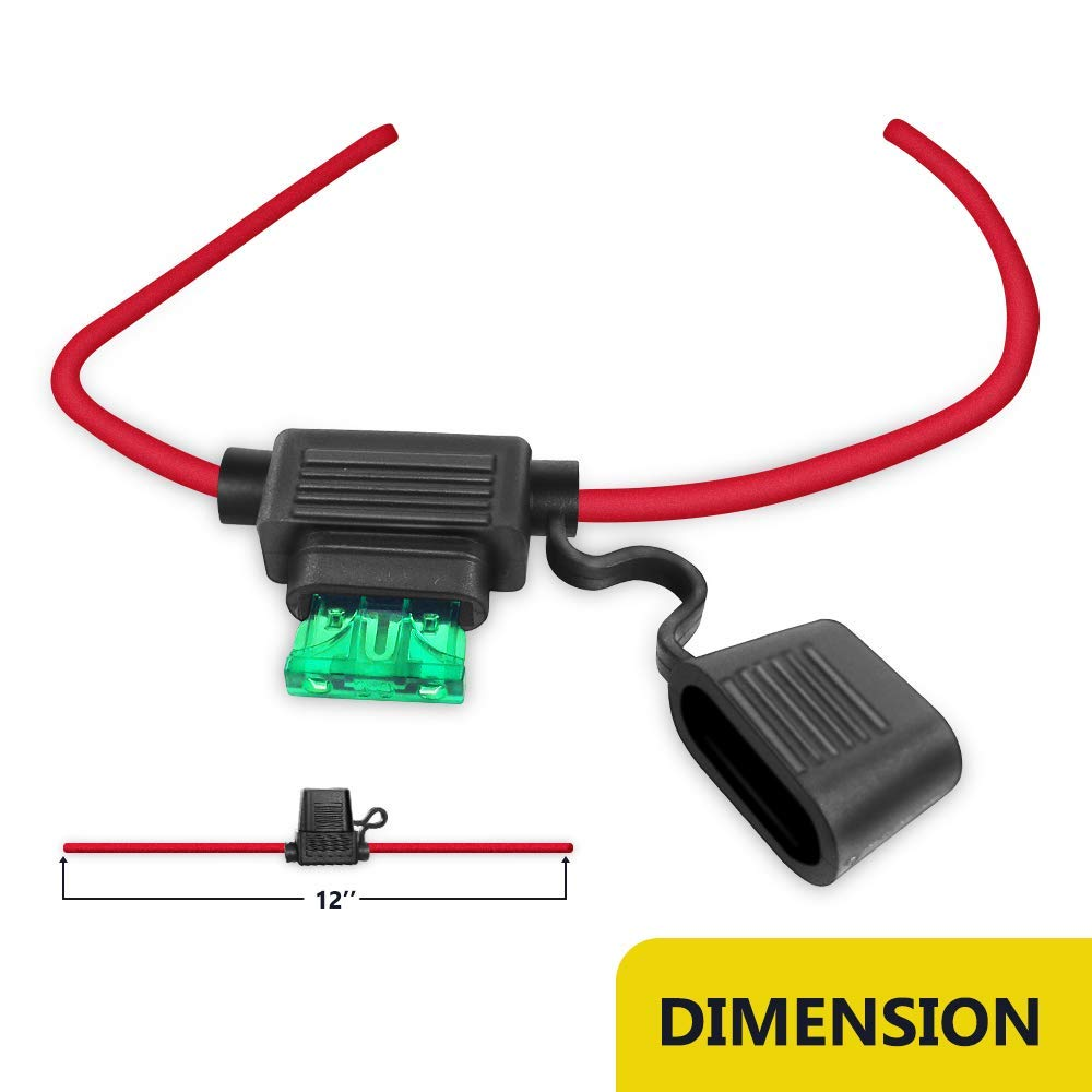 MCIGICM Inline Fuse Holder with 30A ATC Blade Fuse, 12 AWG, 5 Pack image number 4