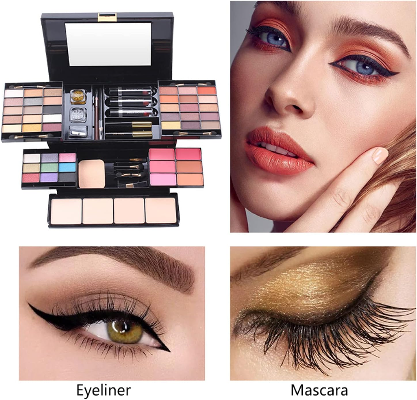 Roseflower 39 Colors Cosmetic Palette, All-In-One Makeup Kit, Essential Starter Set for Beginners or Pros, Includes Eyeshadow, Lip Gloss, Blusher, Eyeliner, Mascara image number 5