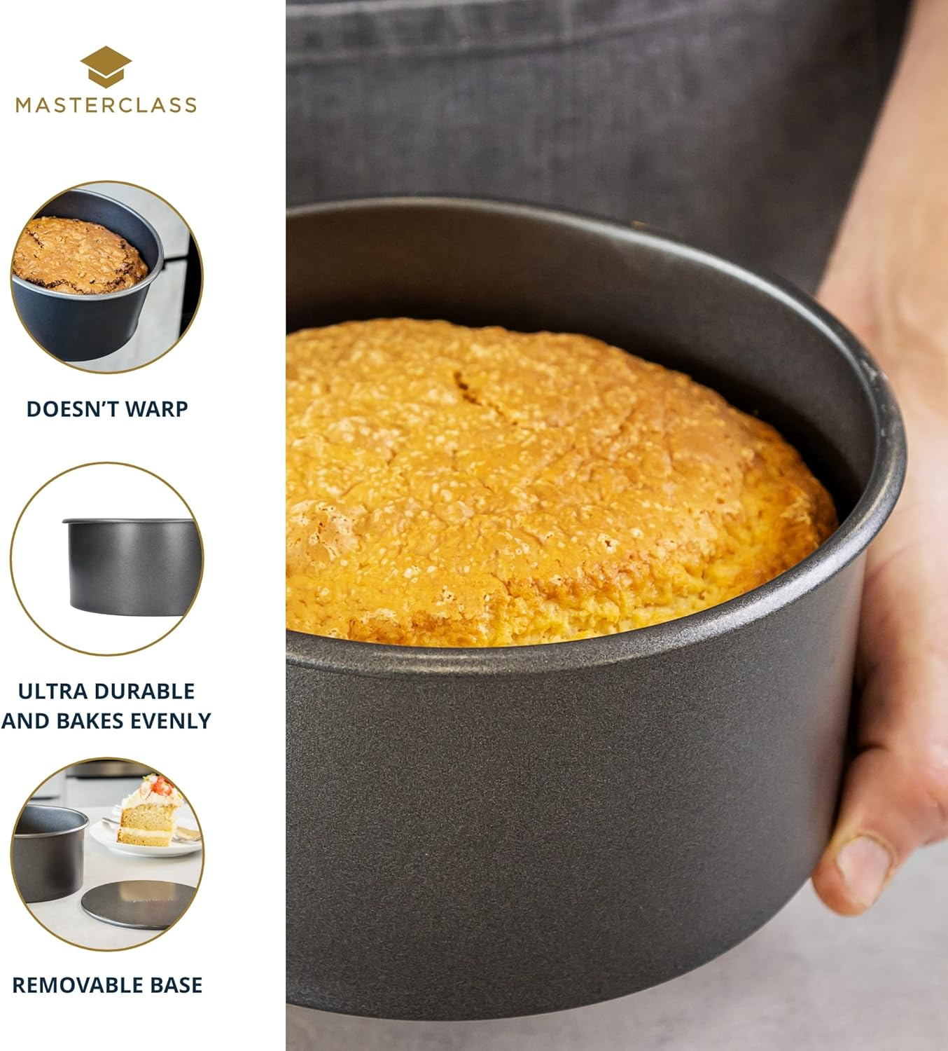 Masterclass Non-Stick Deep round Cake Tin with Loose Base, 18 Cm (7") image number 6