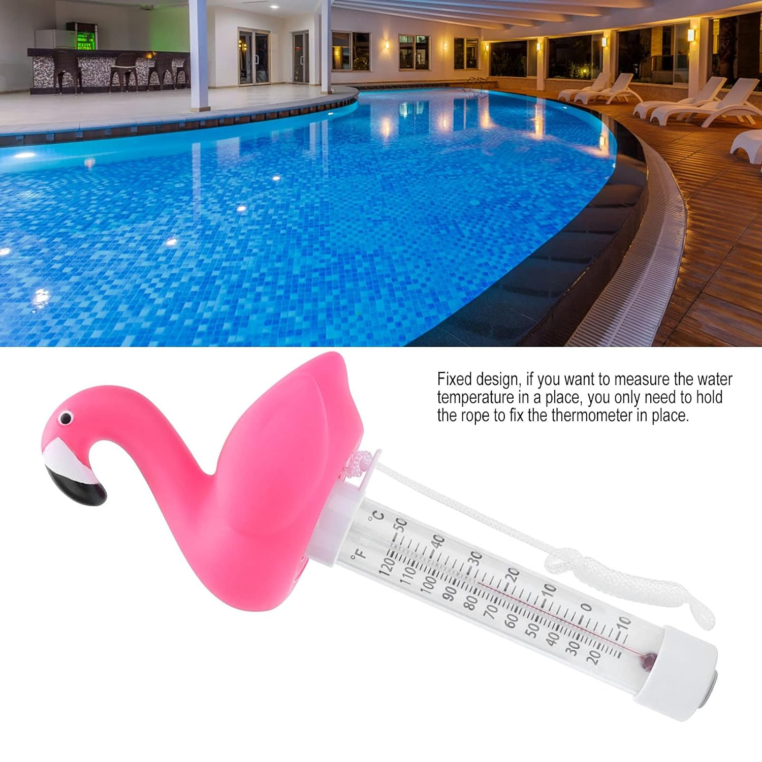 Jiawu High Accuracy Floating Pool Thermometer, Large Size Thermometers Easy to Read, Display Fahrenheit and Celsius, Shatter Resistant with String for Outdoor and Indoor Swimming Pool, Animal Shaped image number 5