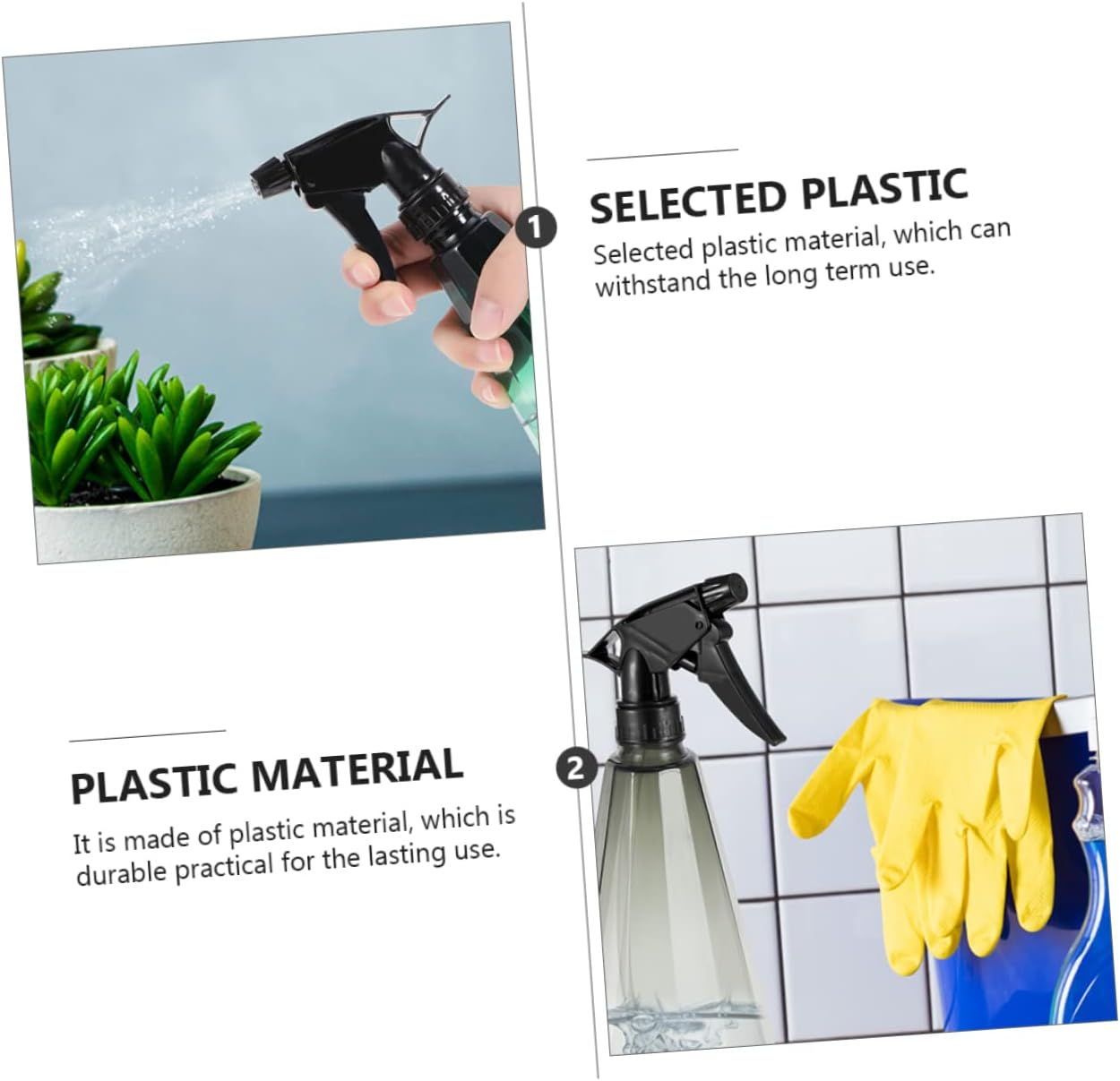 Yardenfun 4Pcs 1L Gardening Spray Bottles Multipurpose Refillable Water Sprayer for Plants Hair Salon Cleaning with Diamond Pattern in Starry Gray and Bamboo Green for Home and Garden Use image number 6