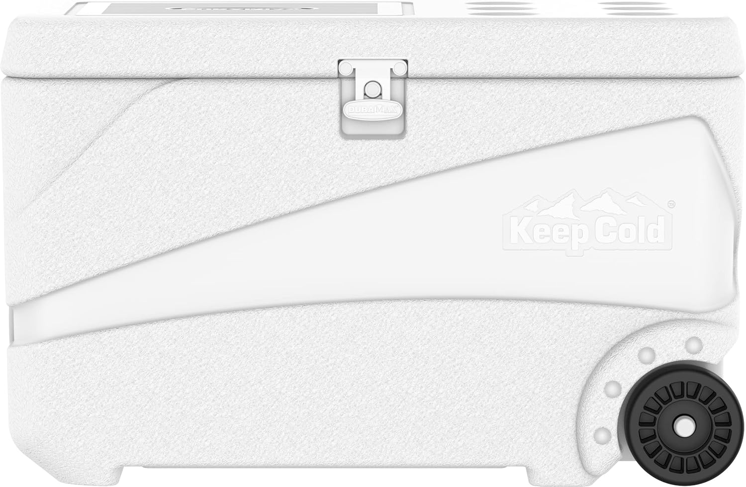 Duramax Deluxe Icebox 80L, High Performance Cool Box with PU Insulation, 6 Days of Ice Retention, Icebox with Wheels & Handles for Easy Mobility, Cup Holders on Lid, Durable Cool Box, Ice Chest, White image number 5