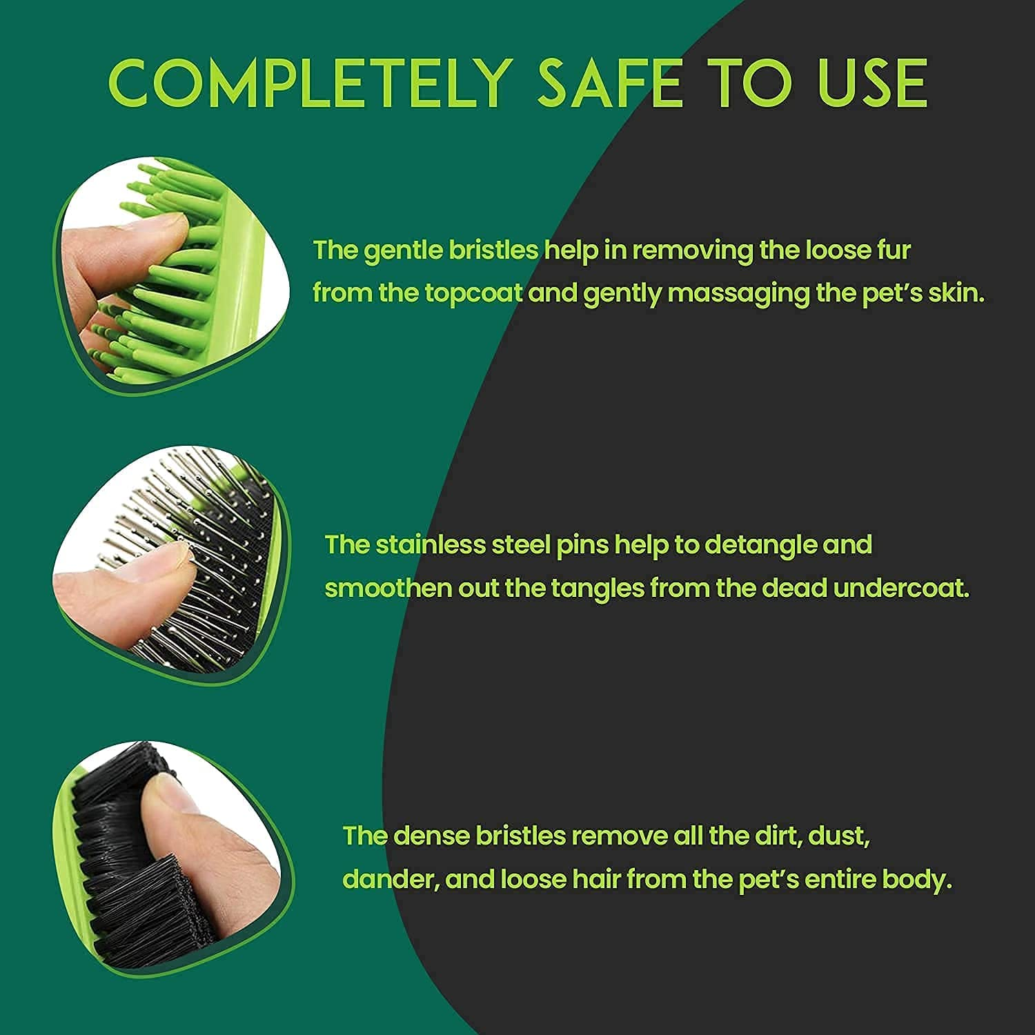 Sunshine Solution Professional Dog Brush , Cat Brush for Dog and Cat Grooming | 5 in One Solution | Dematting Comb | Dog Comb | Deshedding Comb | Bristle Brush | Pin Brush | Bath & Massage Cat Brush and Pet Brush image number 3