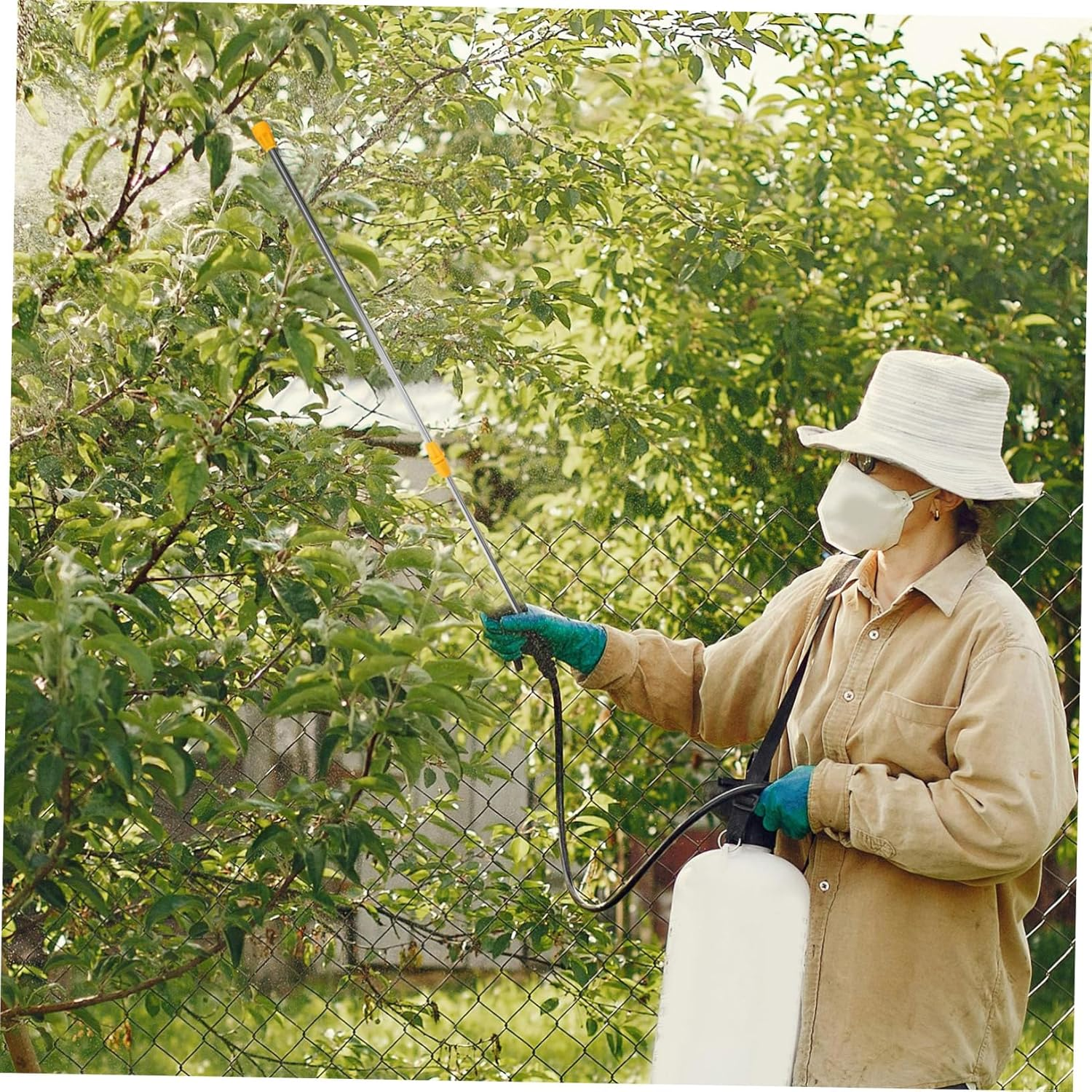 Telescopic Sprayer Pole for Garden Watering Stainless Steel Extendable Wand 20 Leak-Proof Washers and 4 Small Heads Suitable for Fruit Trees and Lawn Irrigation image number 5