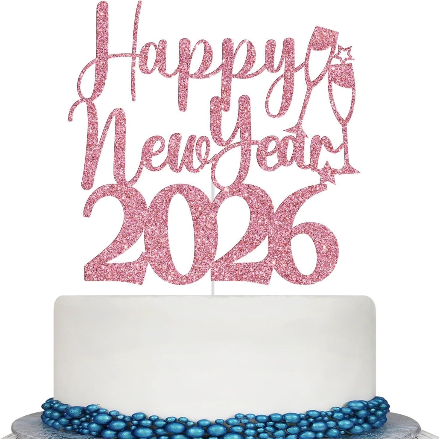 Happy New Year 2025 Cake Topper, Happy New Year Cake Decorations, Welcome 2025, Hello 2025, Christmas Holiday New Years Eve Party Decorations, Gold Glitter
