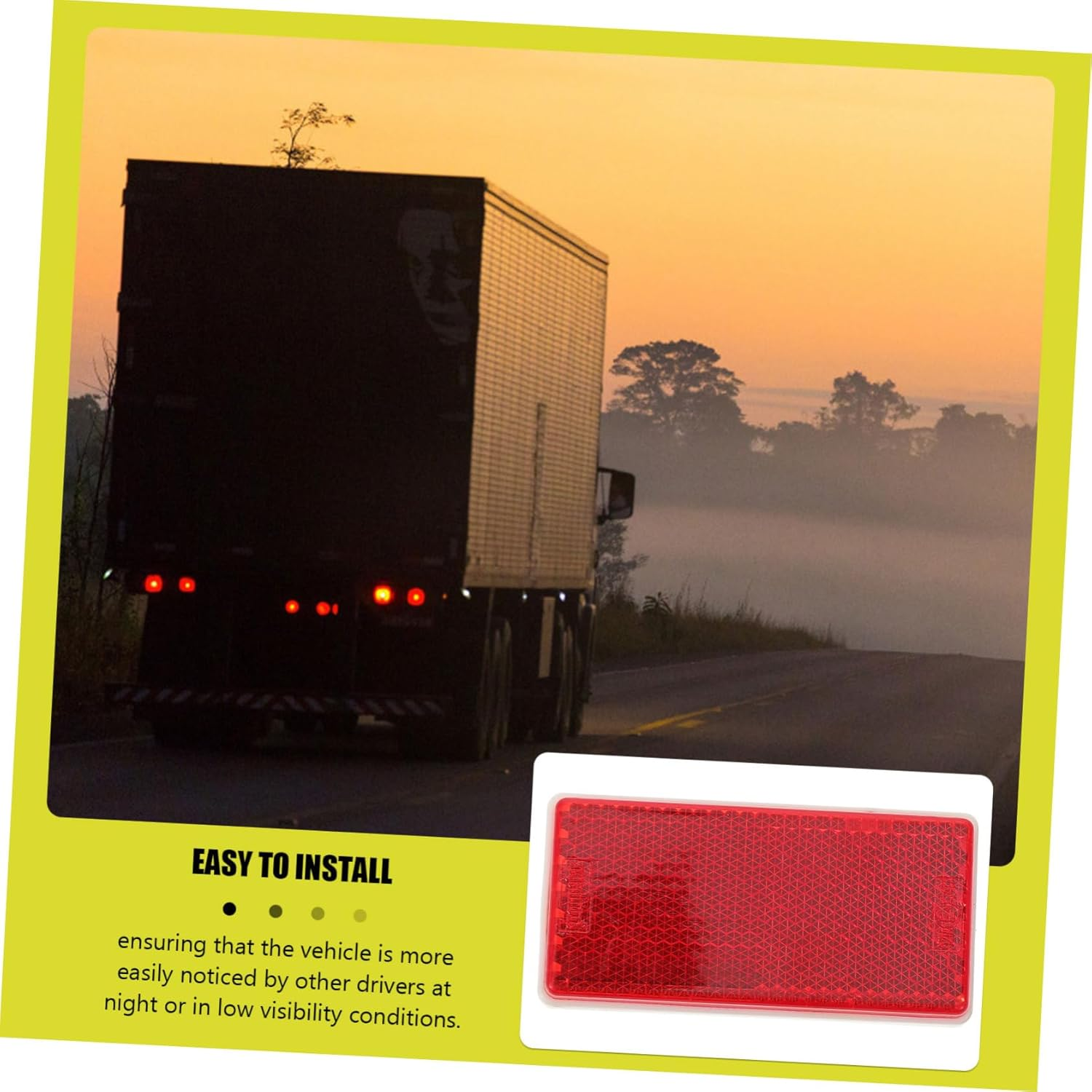 Trailer Adhesive Reflectors Rectangle Reflective Warning Stickers Red Self Adhesive Vehicle Reflective Tape for Truck and Car Safety Exterior Accessories image number 5