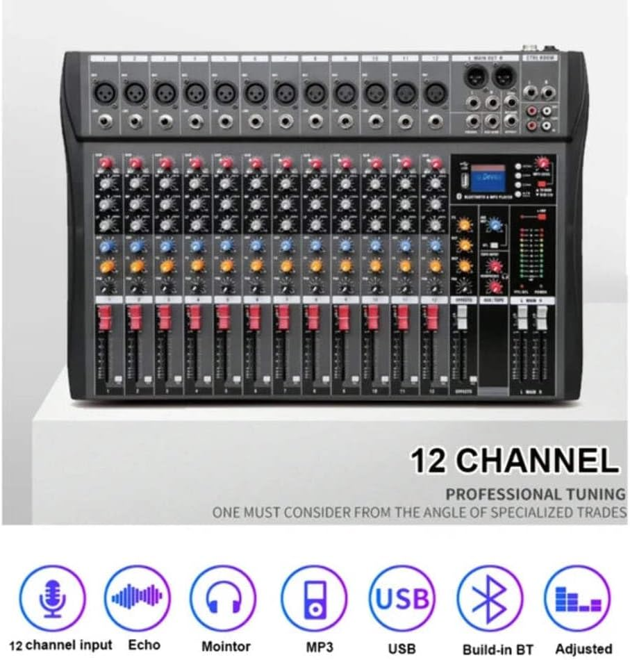 12 Channel Mixing Console Live Studio Audio DJ Mixer Sound Board USB Interface image number 1