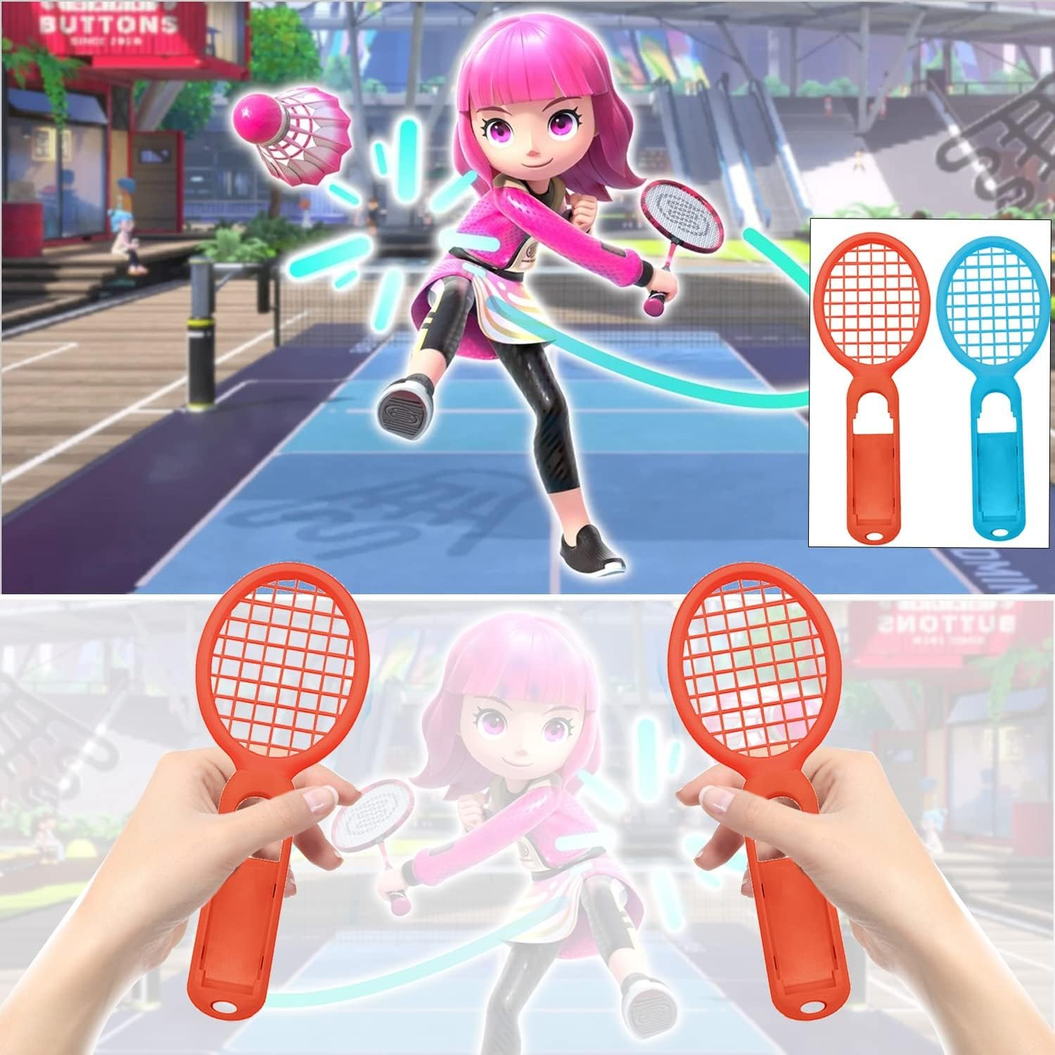 10 in 1 Switch Sports Game Accessories Compatible with Switch OLED Joy-Con Controller, Hand Strap, Leg Strap, Golf Clubs, Sword, Badminton Rackets image number 6