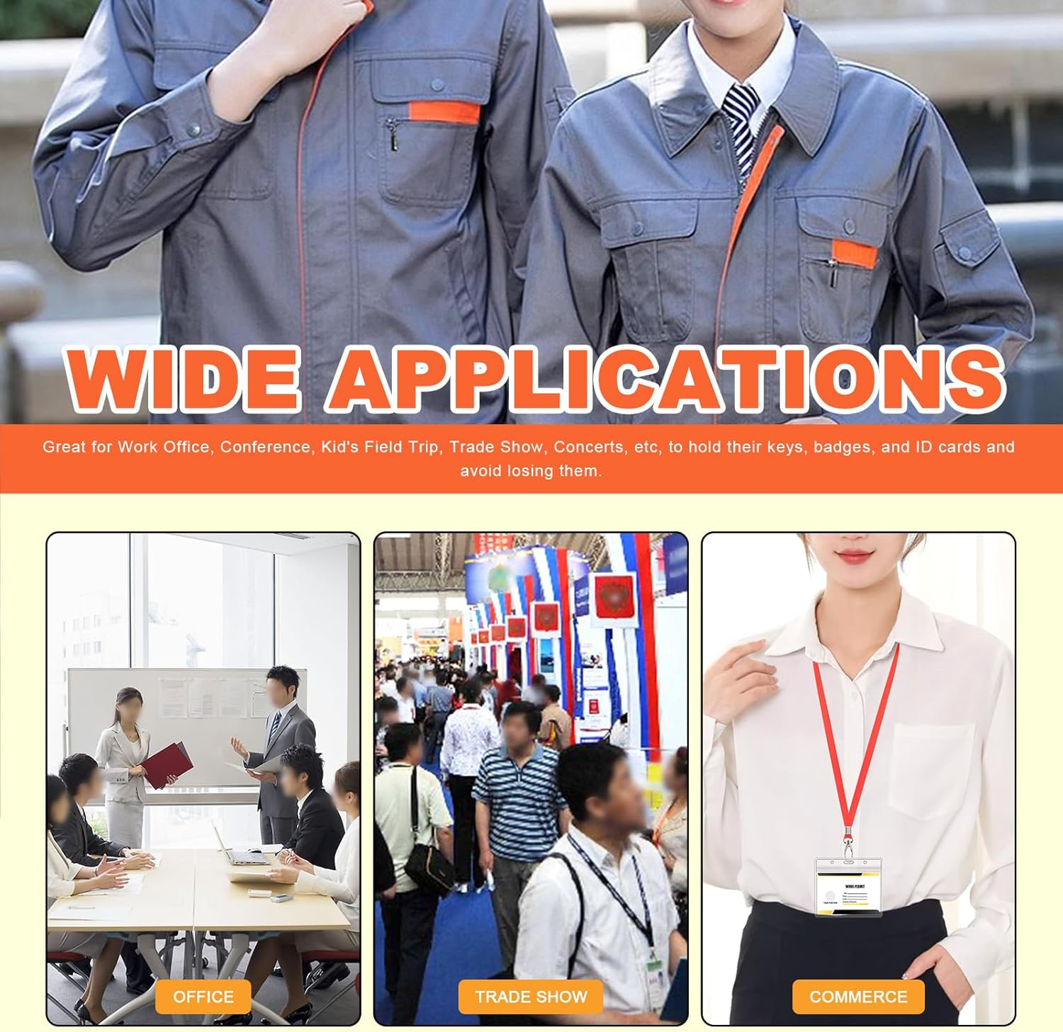 Tanstic 25Pcs Horizontal Badge Holders and Lanyards Kit, 3.3 X 3.9 Inch Clear Plastic ID Card Holders, Waterproof Name Tag Holder and Flat Neck Lanyard with Clip for Office, School (Red) image number 1