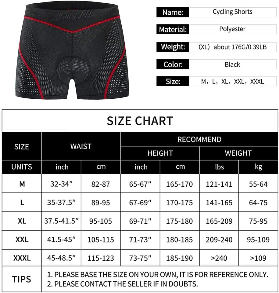 REFENG Cycling Shorts, Men Cycling Shorts 5D Padded MTB Bicycle Bike Underwear Shorts, Breathable Quick Dry Biking Shorts image number 2