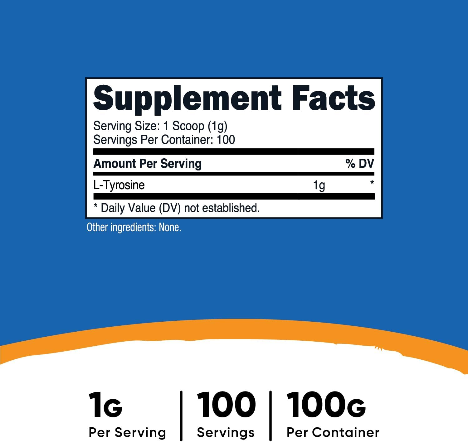 Nutricost L-Tyrosine Powder - Pure L-Tyrosine Powder 100G image number 2