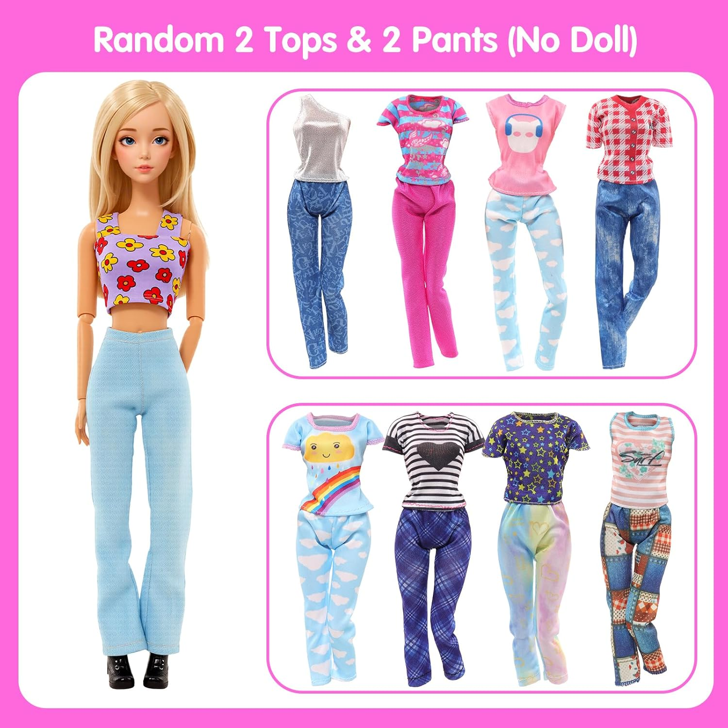 BARWA 10 Sets Doll Clothes Including 3 Sequins Dresses 3 Fashion Floral Dresses 4 Casual Outfits Tops and Pants for 11.5 Inch Girl Dolls