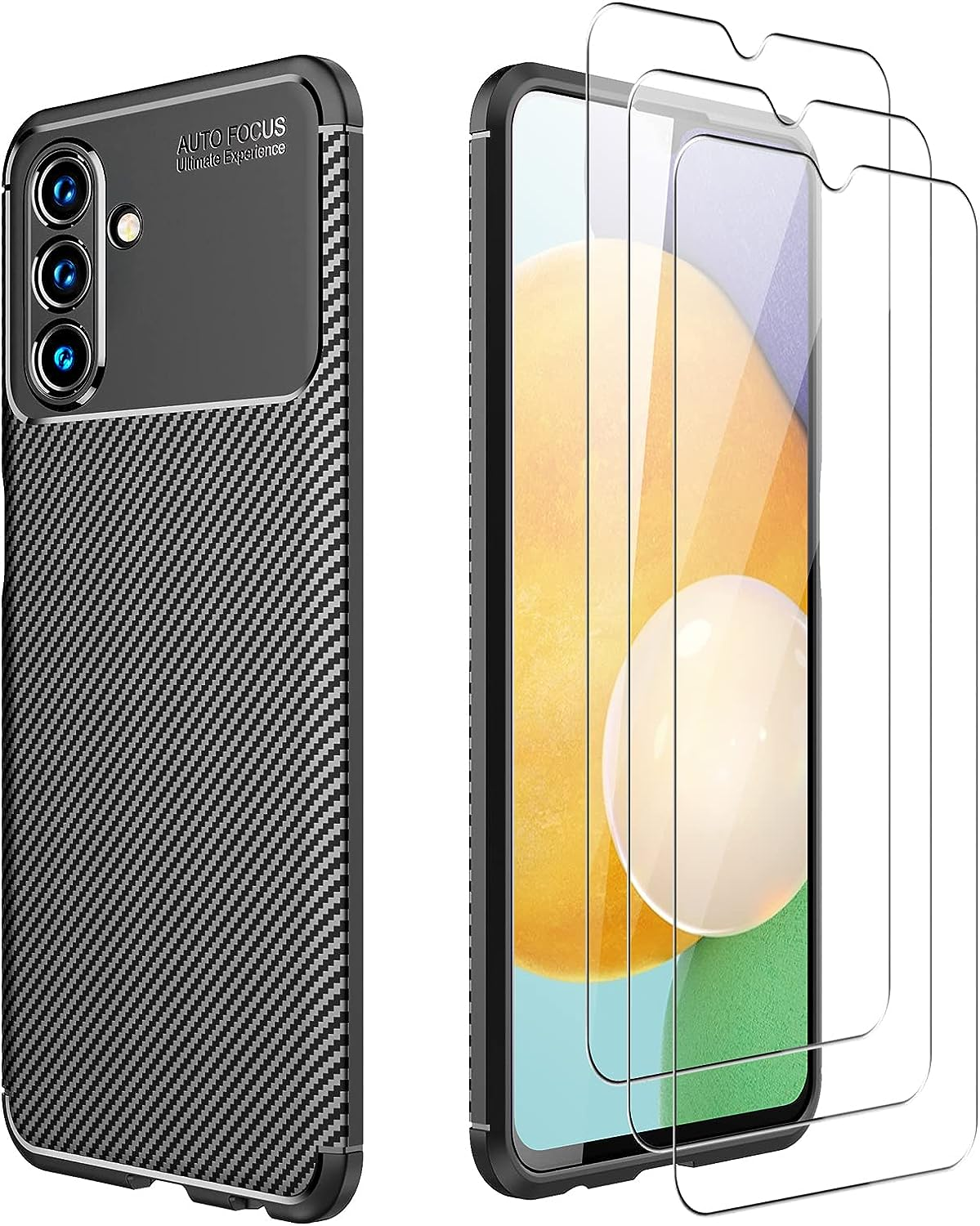 Electro-Weideworld Case for Samsung Galaxy A04S/A13 5G + [3 Pack] Screen Protector, Shock-Absorption Flexible Silicone Protective Cover Phone Case for Samsung Galaxy A04S/A13 5G, Black image number 1