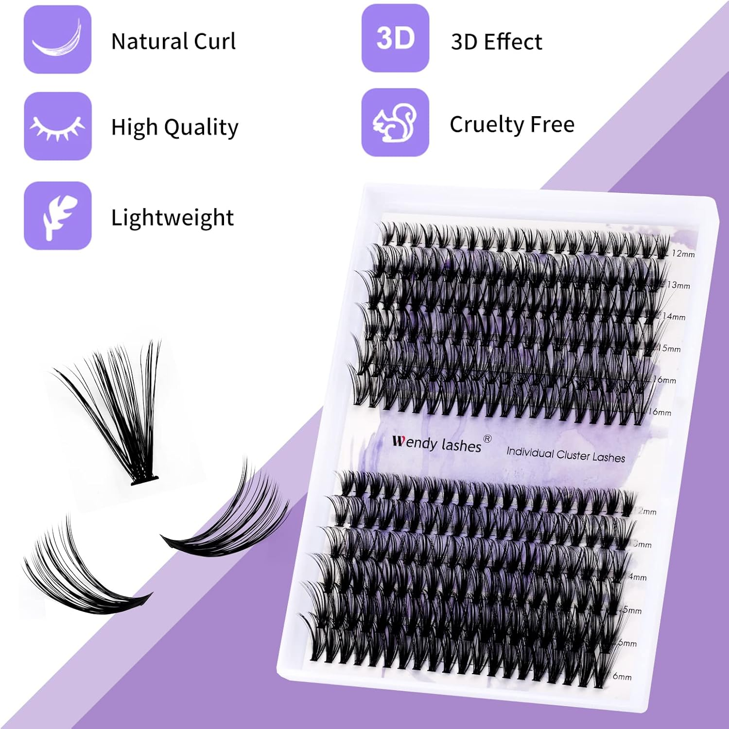 Cluster Eyelashes 30D/40D 240PCS 12-16Mm Mixed Individual Lashes C/D Curl 0.07Mm Matte Black Cluster Eyelash Extensions Soft Lightweight Individual Lashes Cluster 3D Effect (30/40D-C, 12-16Mm Mixed) image number 5
