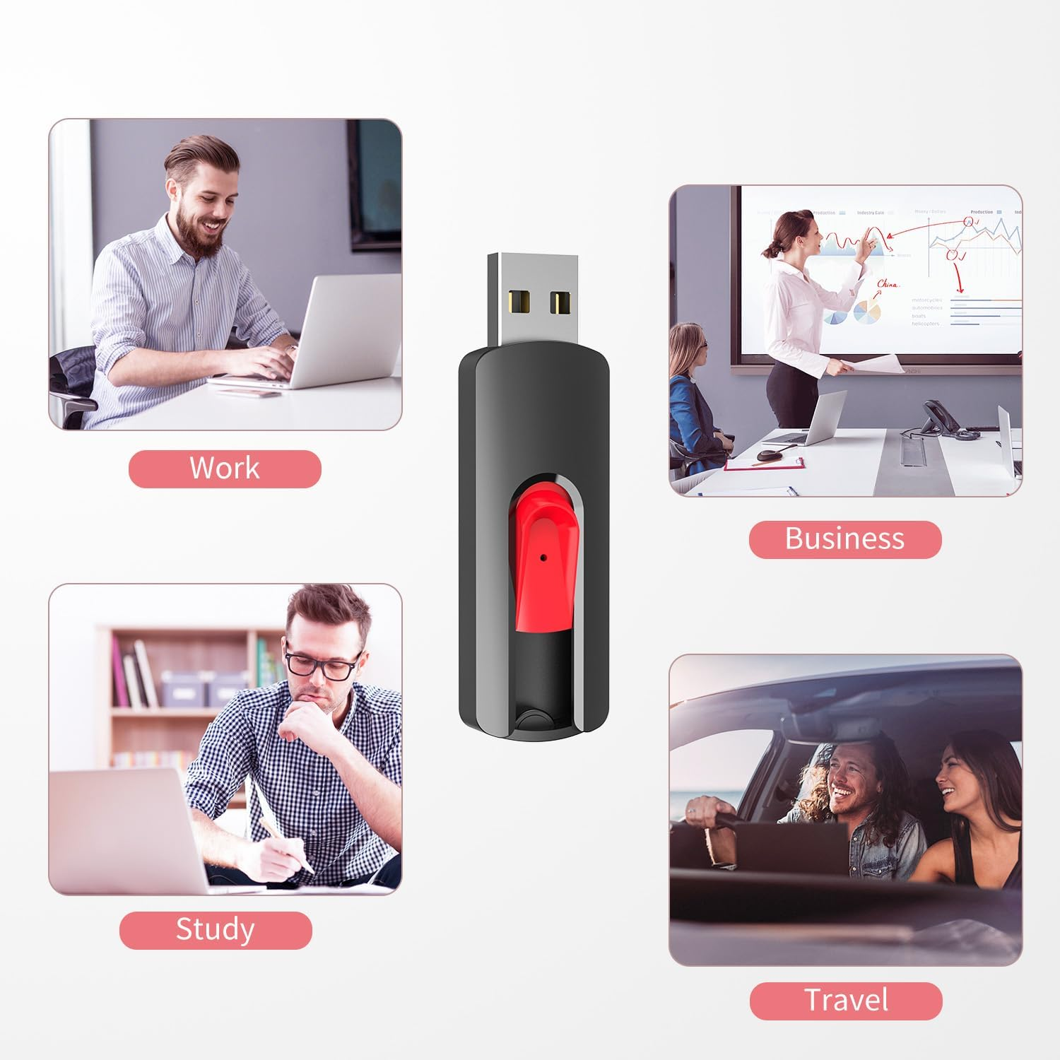 RAOYI 10Pcs 4GB USB Flash Drives Slide Retractable Memory Stick Bulk USB 2.0 Thumb Drive Jump Drive Zip Drive USB Sticks Data Storage Backup for PC Mac (4G, 10 Red Color) image number 6