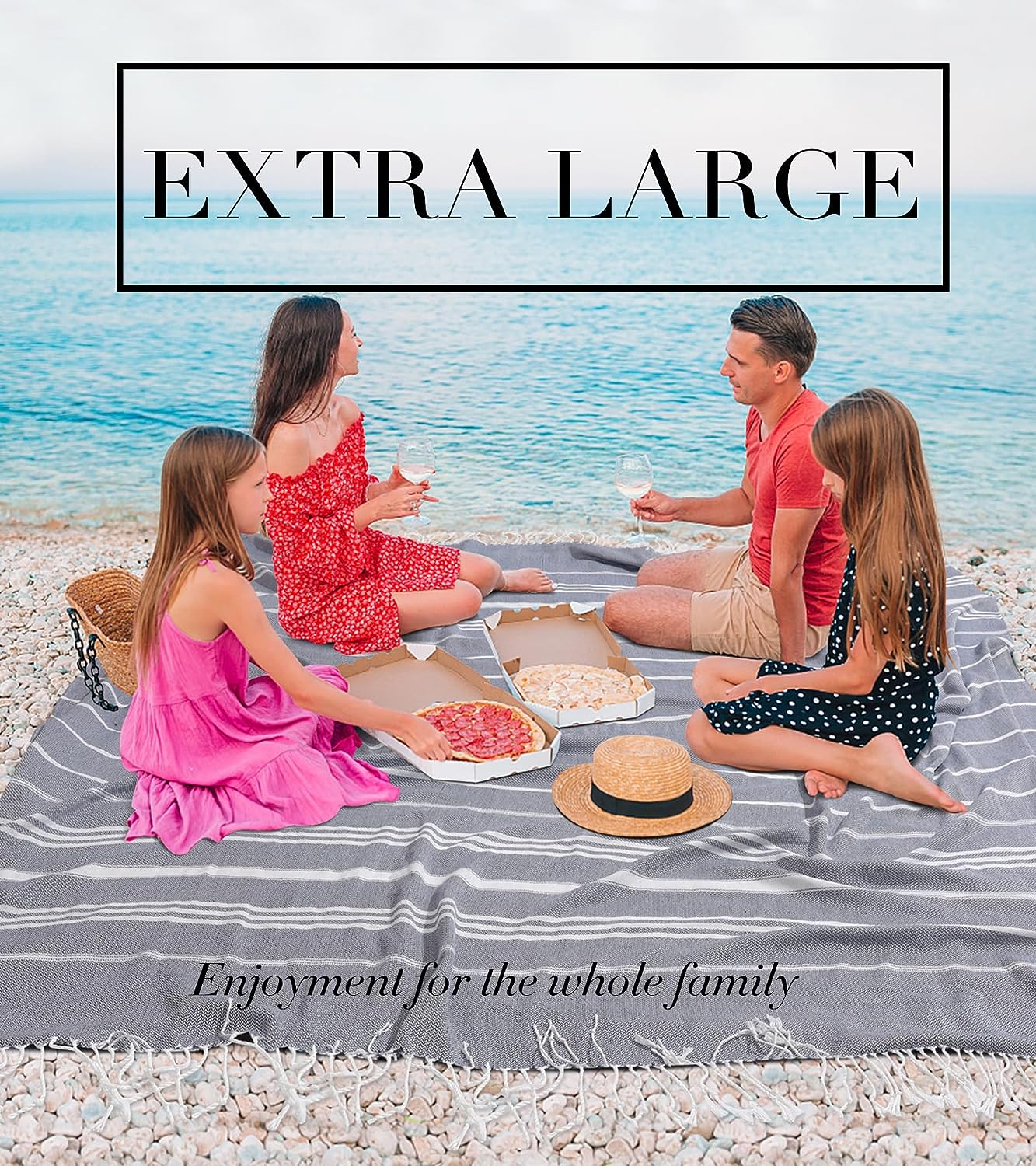 Giant Turkish Beach Towel Blanket Extra Large Boho Throw Blanket Jumbo Fast Drying Soft Thin Sandless Compact Oversized No Sand Repellent anti Resistant Repels Sandfree Chamois Women Men Adult Gifts image number 4