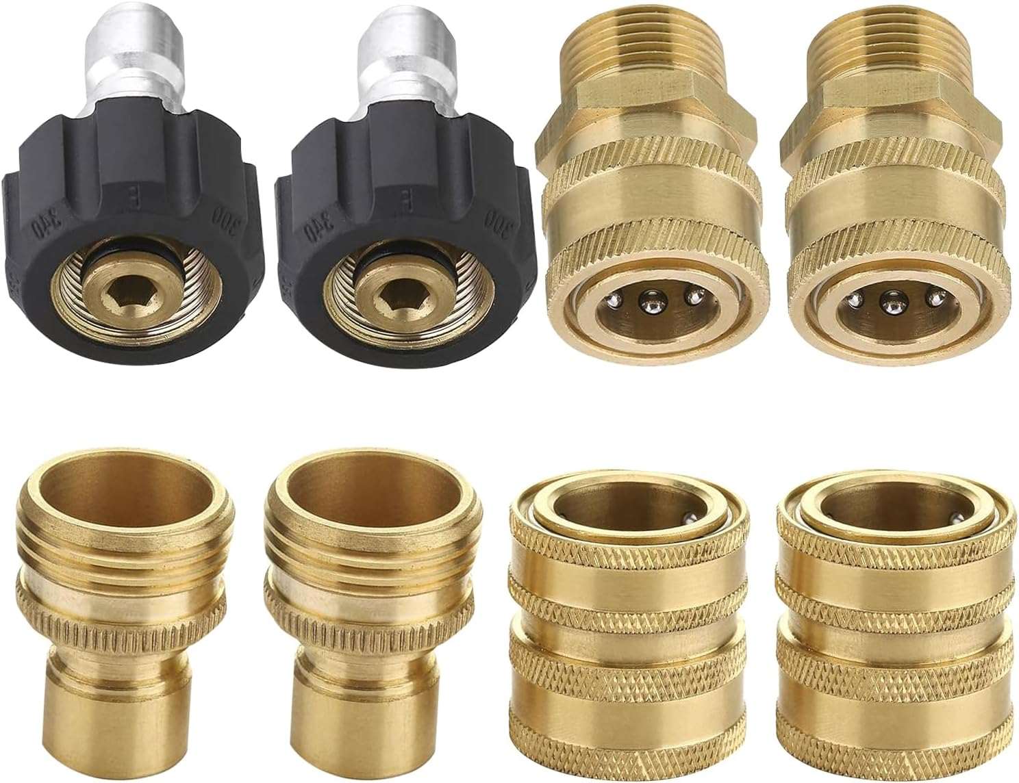 Hysagtek 8Pcs Pressure Washer Adapter Set，M22 Swivel to 3/8 Inch Quick Connect, 3/4 Inch to Quick Release for Garden Hose Connection Accessories image number 4