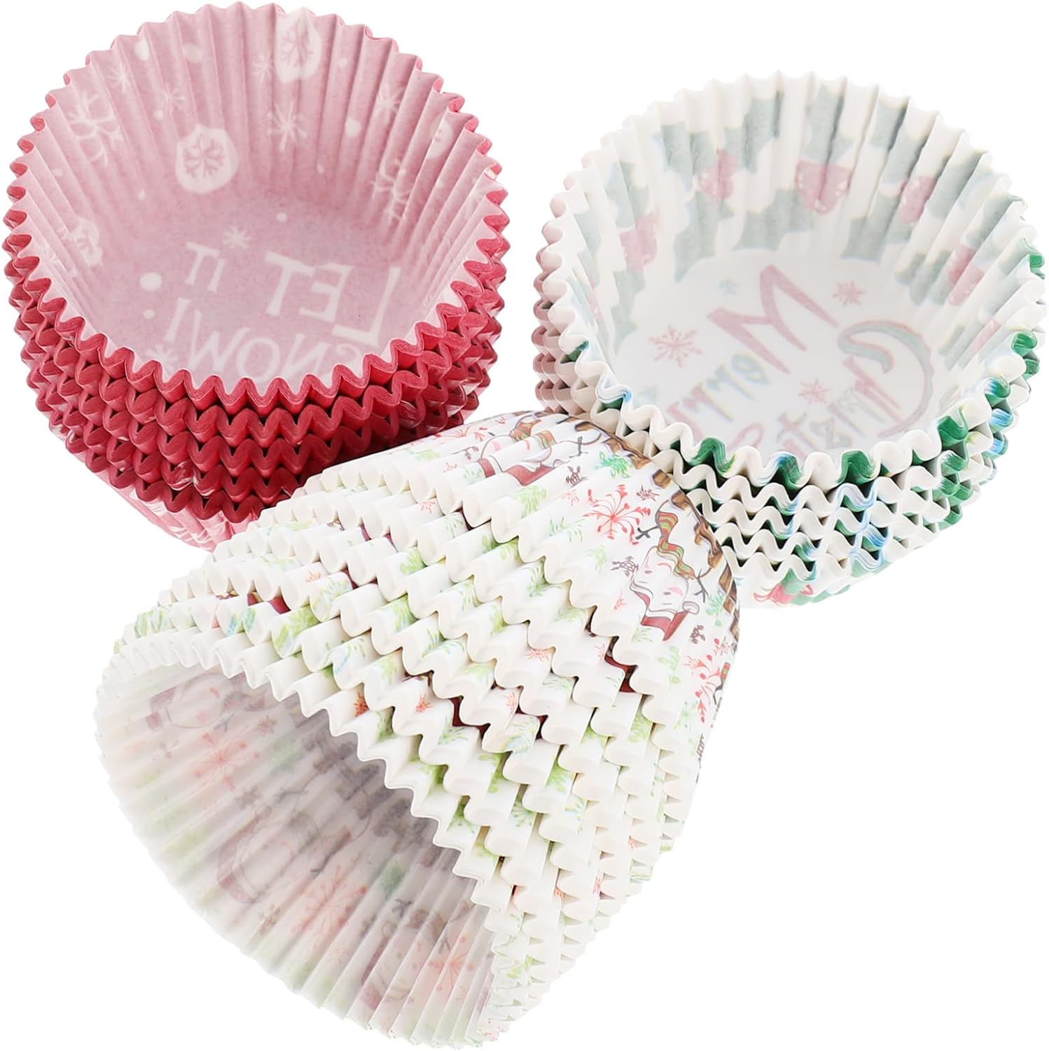 Mikinona Christmas Cupcake Paper Liners 400Pcs Baking Cups Xmas Cupcake Wrappers Food-Grade Baking Paper Suitable for Holiday Party and Birthday Random Style image number 5