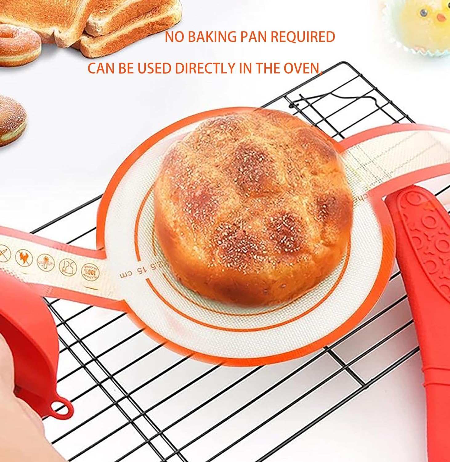 2PCS Sourdough Silicone Bread Sling,Silicone Baking Mat for Dutch Oven,With Long Handles Bread Mat Set,Non Stick & Easy Clean Baking Mat to Transfer Sour Dough Easily image number 3