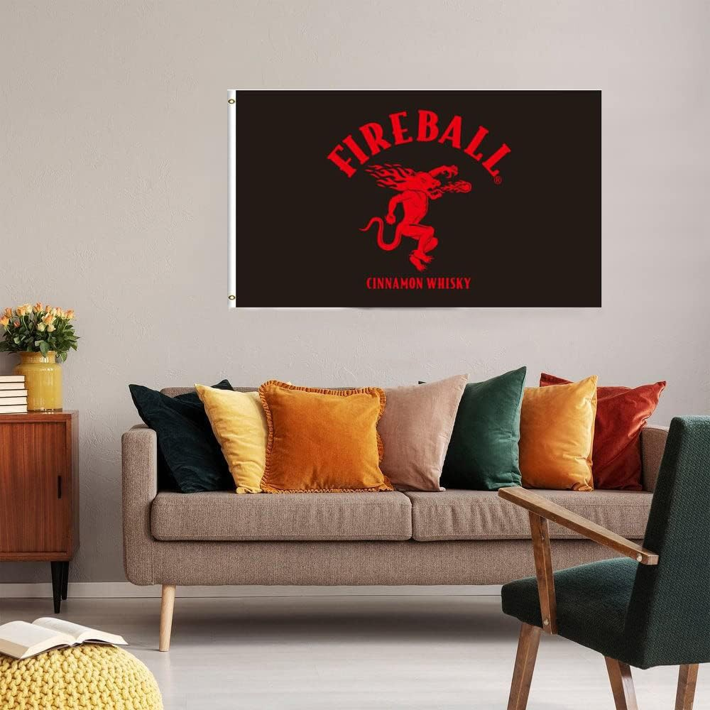 Fireball Flag 90 * 150Cm Banner Cinnamon Whiskey Man Cave Sign Bar Party Wall Decor image number 1