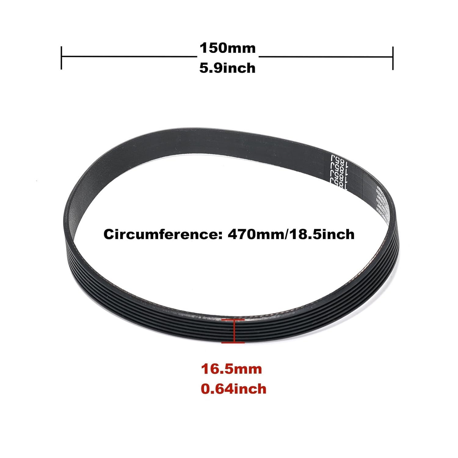 1Pcs Mower Rubber Belt PJ470 (7Ridge,470Mm Circumference,16.5Mm Width) Compatible with QUALCAST RM37 M2EB1437M M2EB1537M M2EB1637M