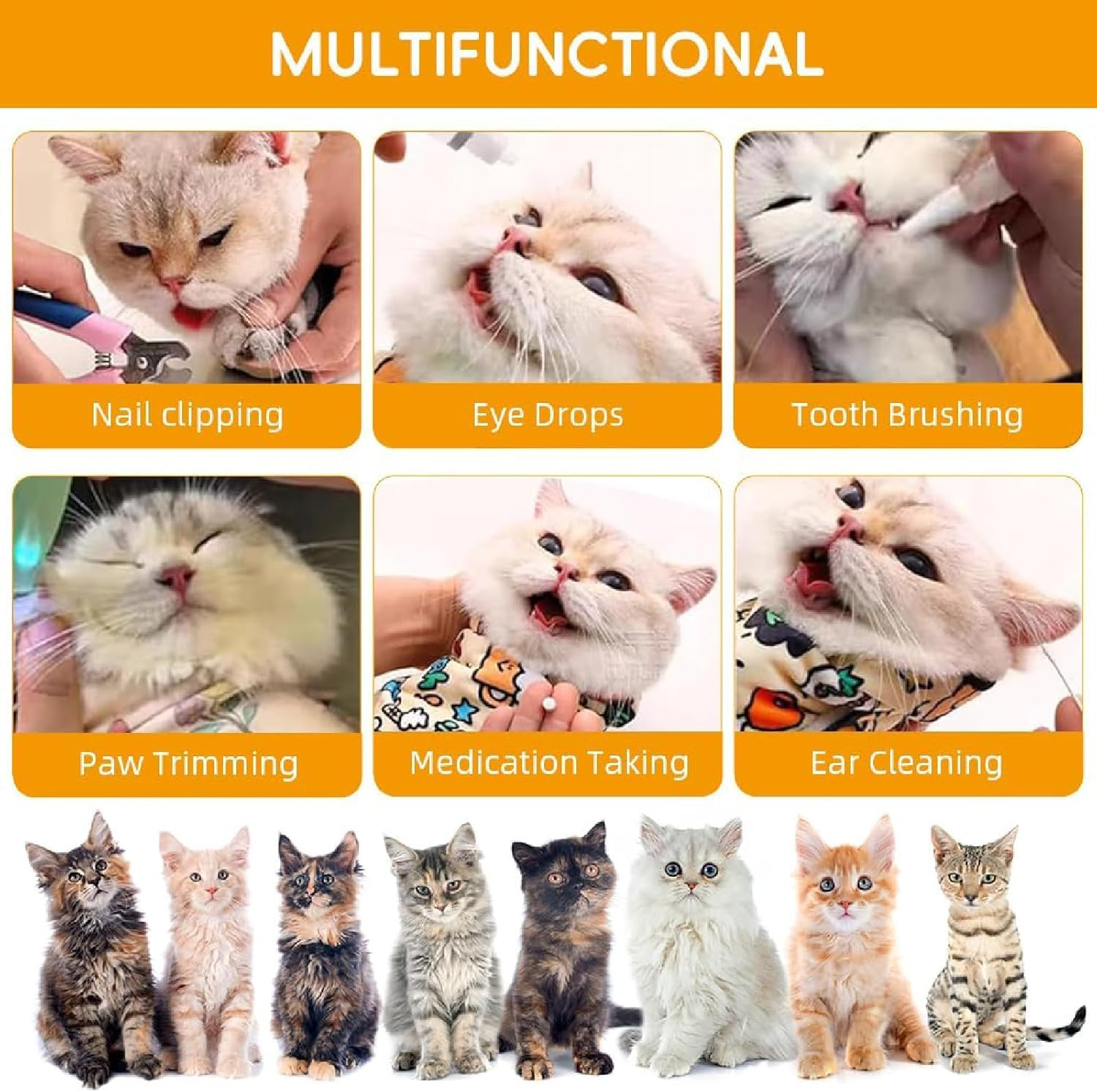 Cat Grooming Bag, Cat Wrap for Cutting Claws, Self Adhesive Cat Wrap, Cat Wrap for Cutting Nails, Multifunctional Pet Tool Cat Grooming Wrap, Self-Adherent, Anti-Bite, Anti-Scratch (50 * 50Cm) image number 2