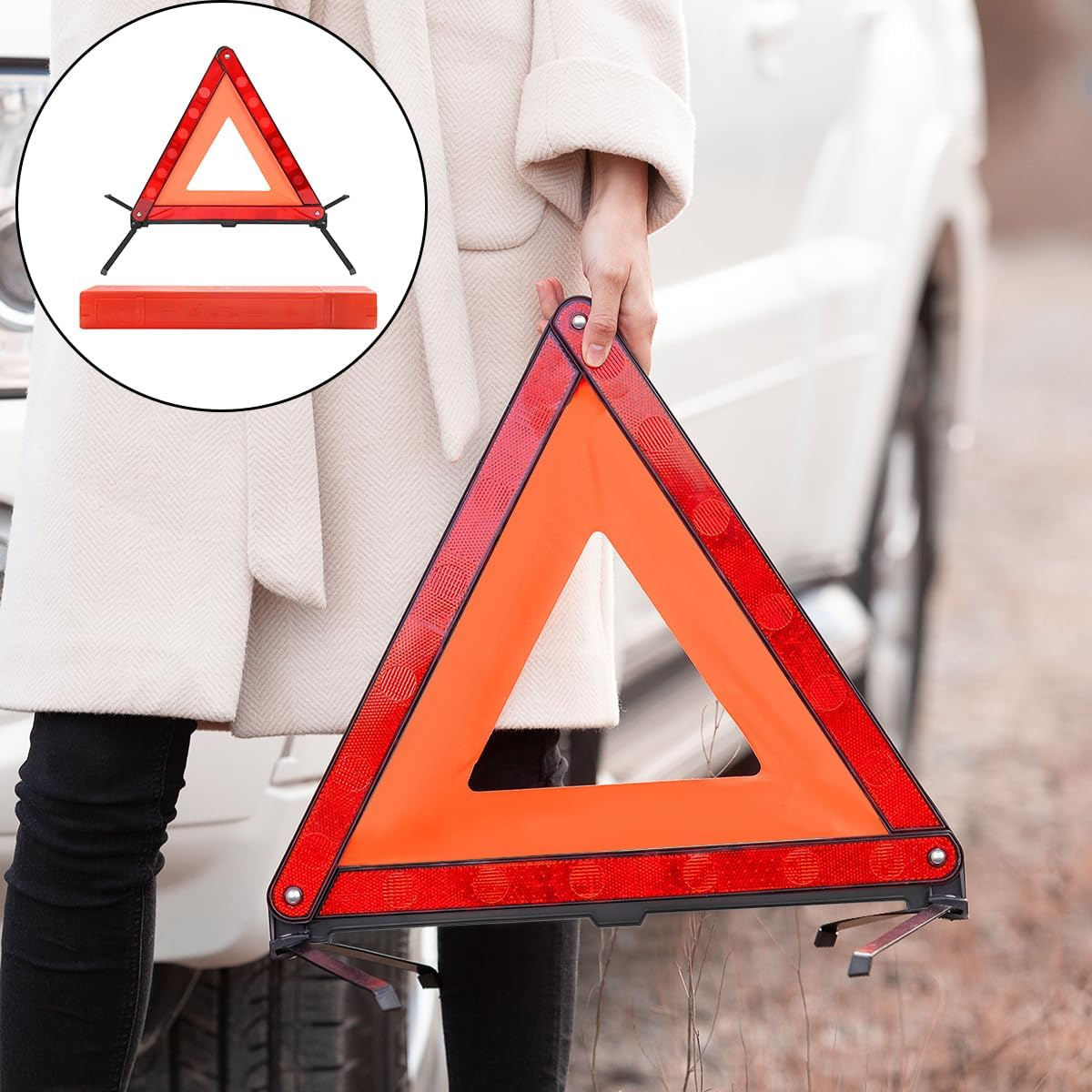 Safety Triangle, Foldable Reflective Warning Frame Triangle, Car Road Reflective Kit (43 X 39Cm) image number 1
