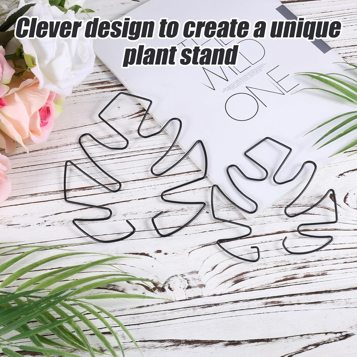 BOXOB Pack of 2 Plant Supports for Monstera Leaves, 2 Sizes Hooks to Support Climbing Plant Stems, Ideal Plant Support Monstera for Thriving Plant Growth (Black) image number 5