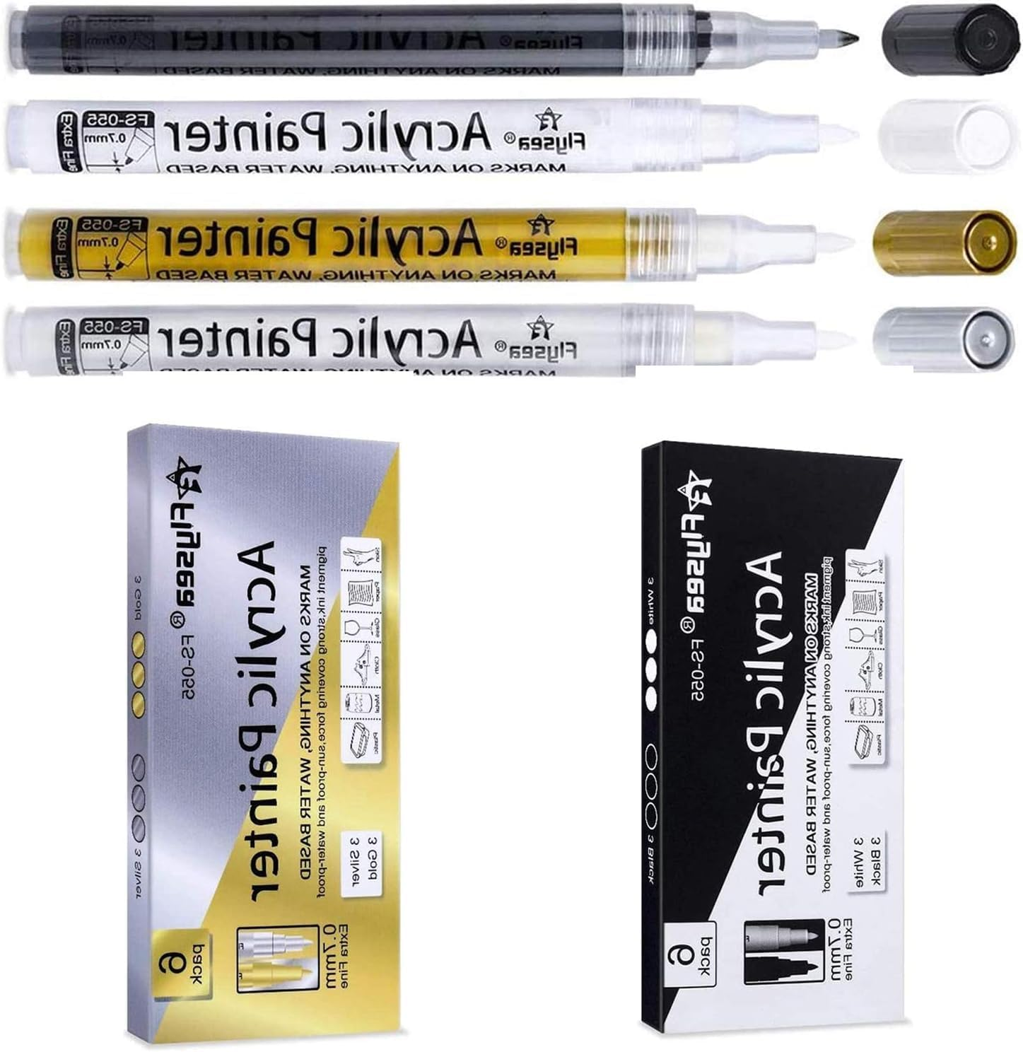 12 Pcs Acrylic Paint Pens, Betterjonny 0.7Mm Paint Marker Permanent Paint Pens for Rock Painting, Wood, Ceramic, Glass, Canvas, Metal, Plastic Mark image number 3