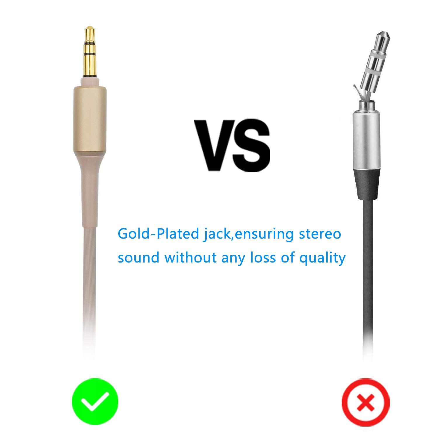 WH-1000XM3 Replacement Headphone Audio Cable Cord Compatible with Sony WH-1000XM4 MDR-1000X MDR-XB950BT MDR-10R MDR-10RC MDR-10RBT MDR-NC50 MDR-NC200D Headphones 3.5Mm Jack(Gold) image number 6