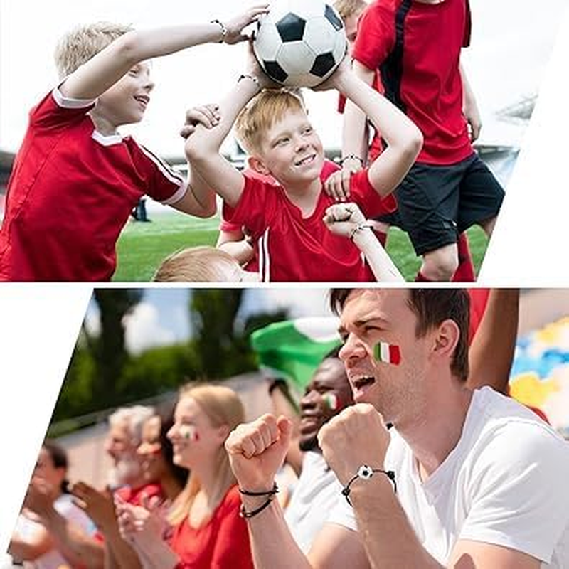 12 Pcs Football Bracelets, Adjustable Football Friendship Bracelets, Soccer Charm Bracelets for Girl Boy Sports Scenario Favours image number 4