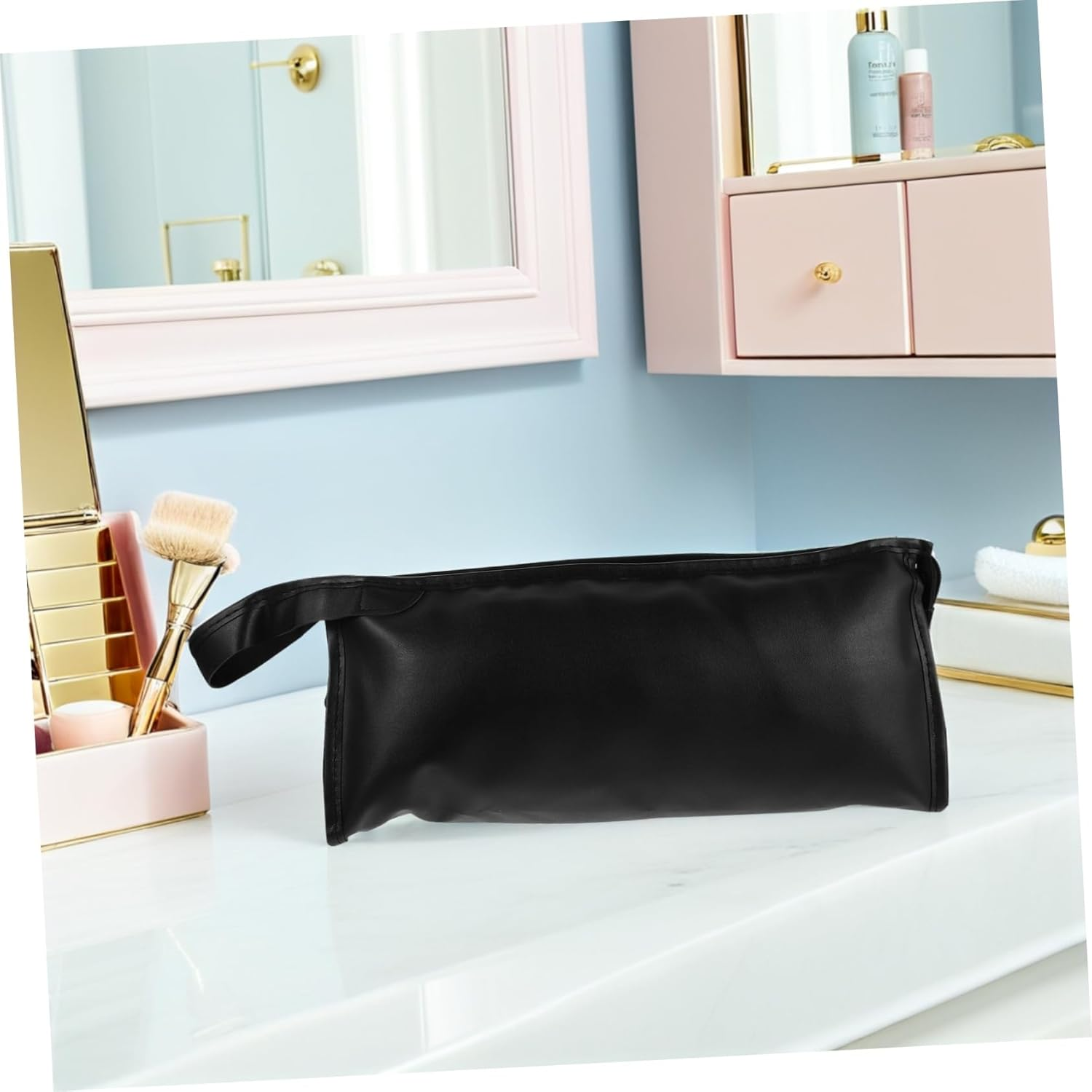 Portable Hair Dryer Storage Bag with Padded Interior PU Material Lightweight Travel Carrying Case for Hair Dryer Curling Iron Styling Tool Organizer with Multiple Compartments For