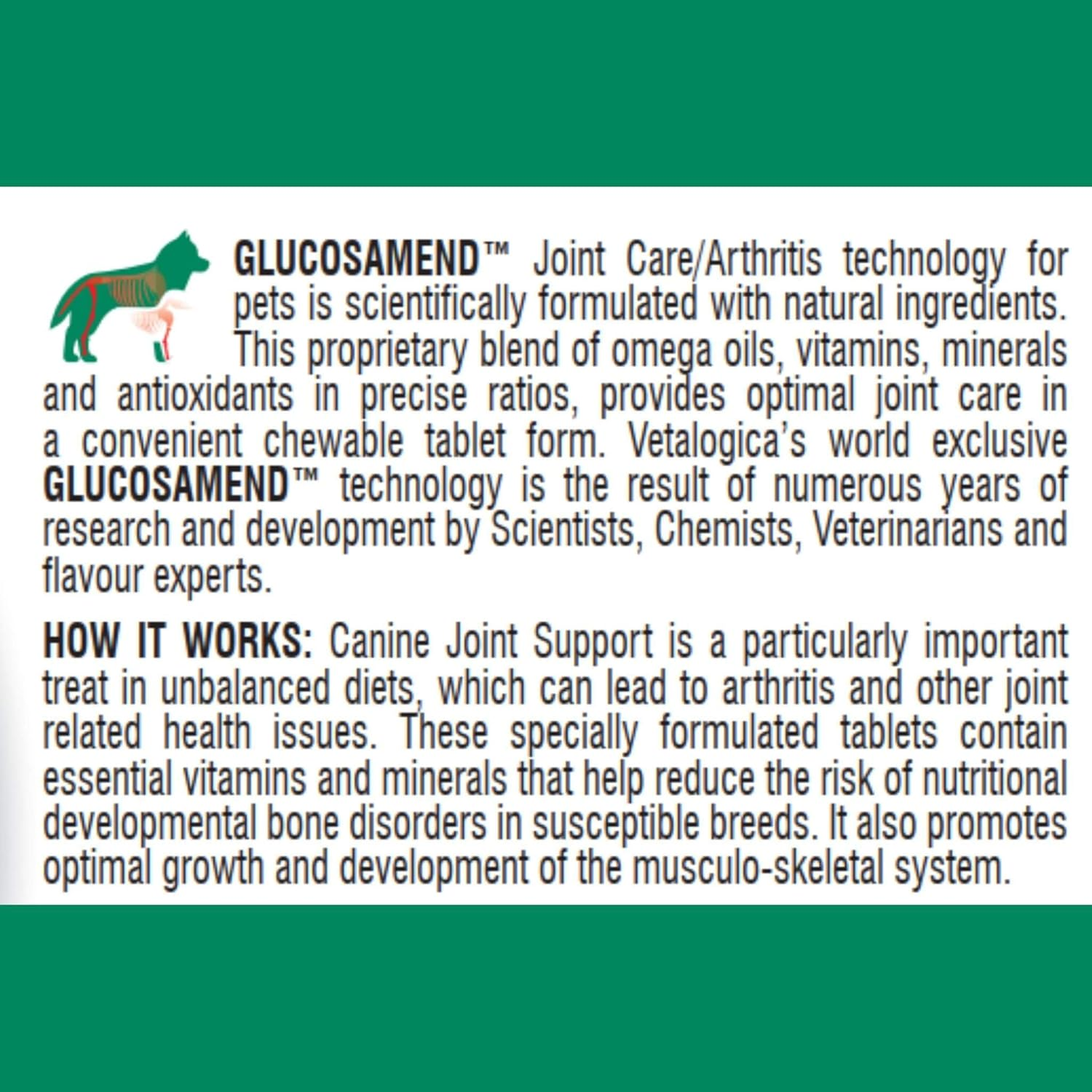 Vetalogica Canine Joint Support Optimal Bone and Joints Supplements 120 Flavoured Chewable Tablets image number 1