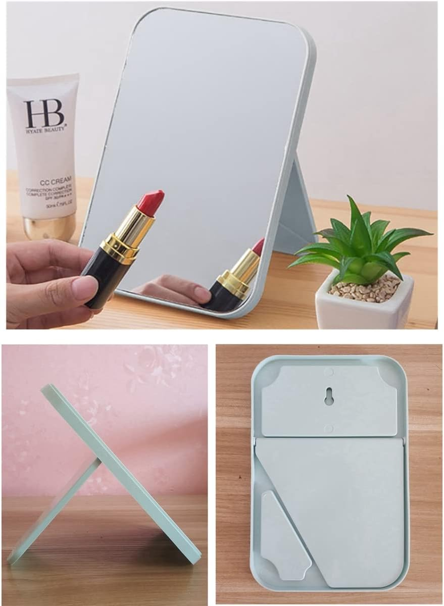 Mirror Super HD Tabletop Mirror Foldable Bracket Designed Makeup Mirror Hand Free/Handheld Mirror - Green image number 3