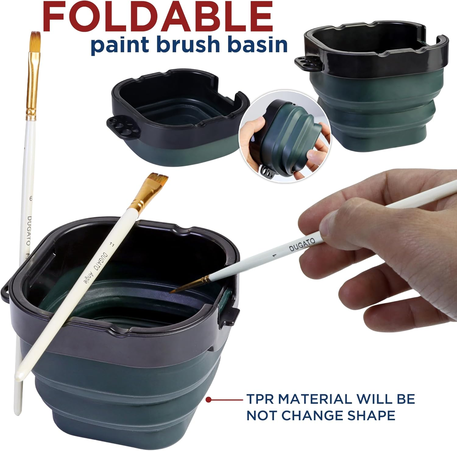 5.3 X 4.4 Inches Airtight Paint Palette Box, Valuable Container Combines Cleaning Brush Basin and Brush Holder, Using for Beginners Learning Art Project Workshops Outdoor Painting (Green) image number 5