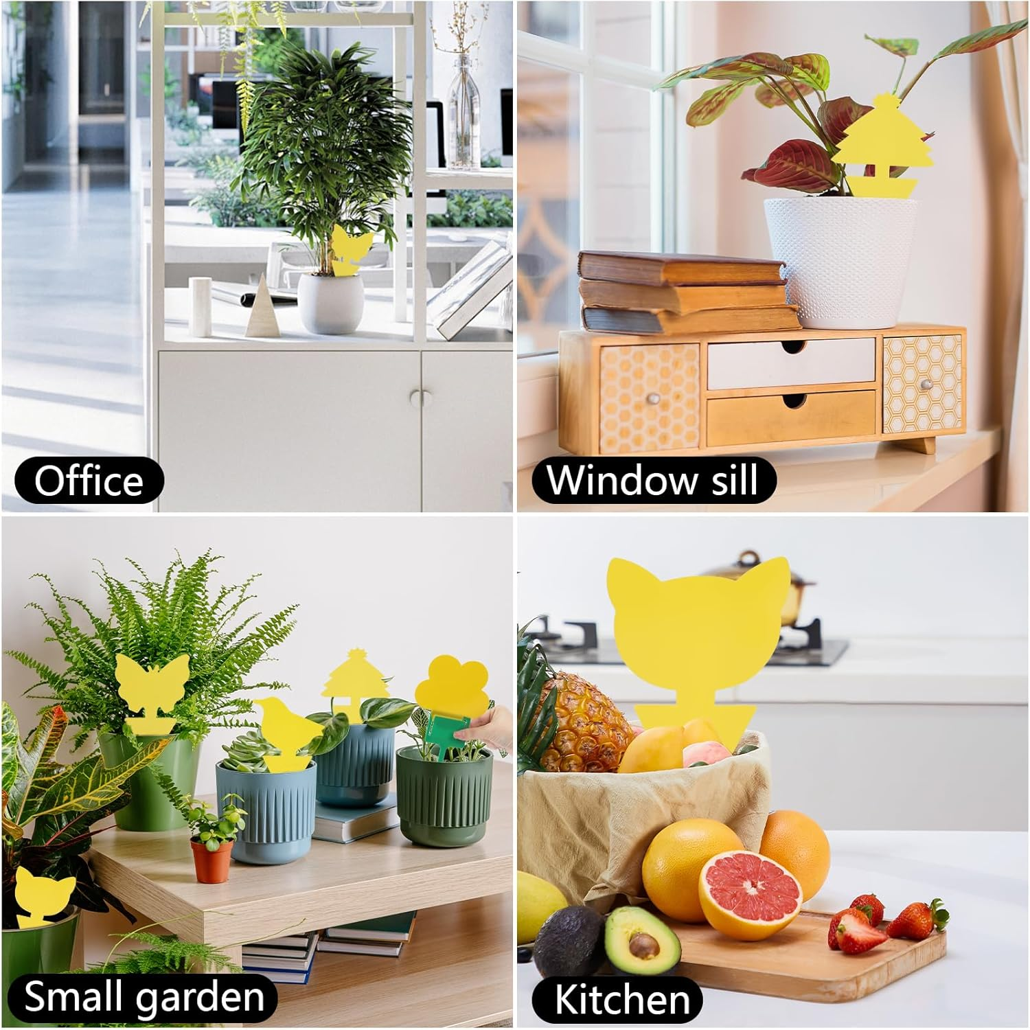 BTYMS 50 Pcs Sticky Bug Traps - Dual-Sided Glue Boards with 5 Adjustable Ground Penetrations, Fruit Fly Traps for Garden/Kitchen/Home - Indoor & Outdoor Use Protect the Plant (Yellow,Pp) image number 2