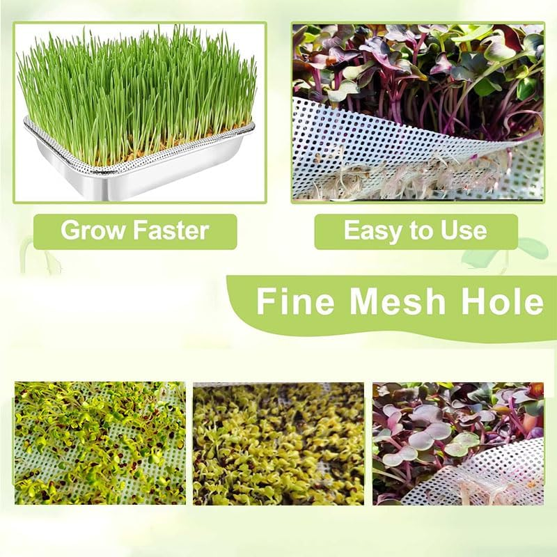 16Pcs Germinating Growing Sheets,Hydroponic Growing Silicone Mats. Fit for Plant Germination Tray and Mesh Sprouting Trays,Trays NOT Included (8.26 * 78") image number 3