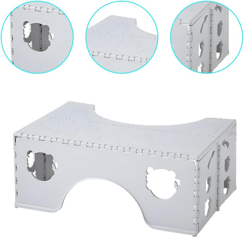 Foldable Toilet Stool,Bathroom Step Tool,Potty Training Stool,Portable Squatting Potty Step,Toilet Squat Auxiliary Artifact,For Bathroom,Step for Adults and Kids,Grey image number 2