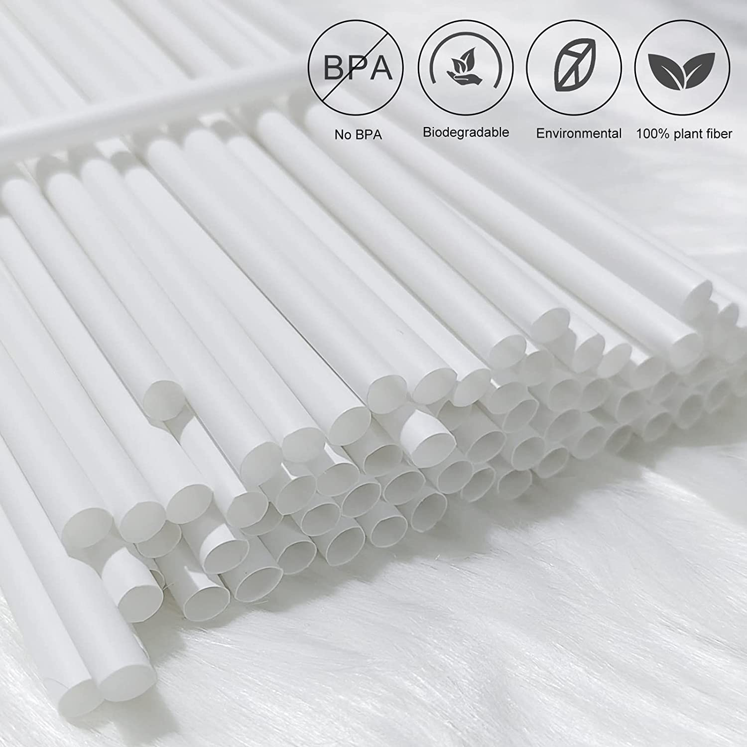 Bamboo Fiber Straws | 200 PCS 7.8'' | 100% Compostable and Biodegradable, Plastic-Free, Eco-Friendly, Sturdy Disposable Straws for Cold & Hot Drinks image number 4