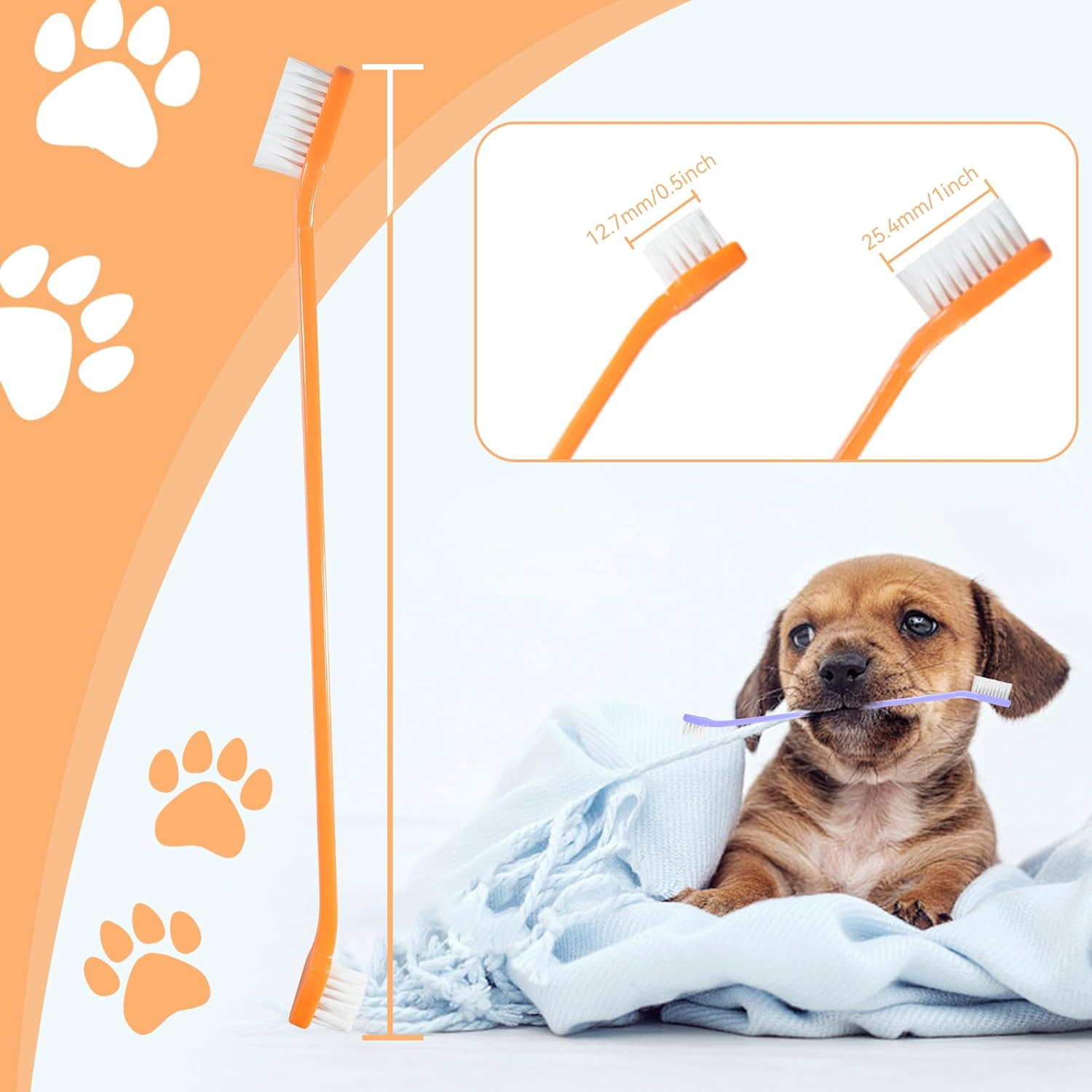 70 Pieces Dog Tooth Brush Pet Toothbrush, Dual Headed Dog Cat Tooth Brushes, Multicolored Soft Grooming Pet Toothbrush for Small and Large Pet Teeth Cleaning Dental Oral Care