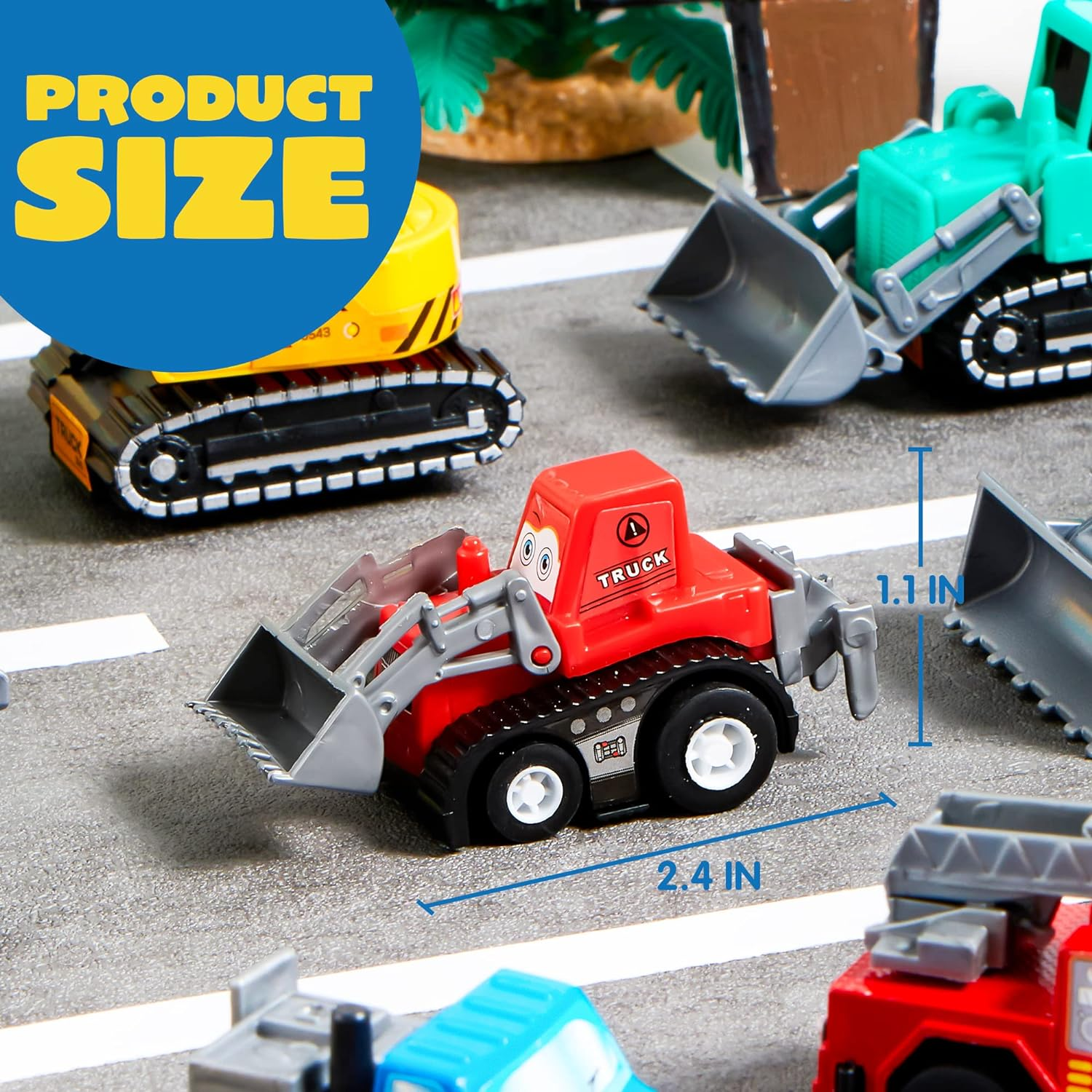 JOYIN 18 Piece Pull Back Car Assorted Mini Truck Model Car, Friction Powered Race Cars Vehicle Set for Toddlers, Boys, and Girls&rsquo; Educational Pretend Play image number 3