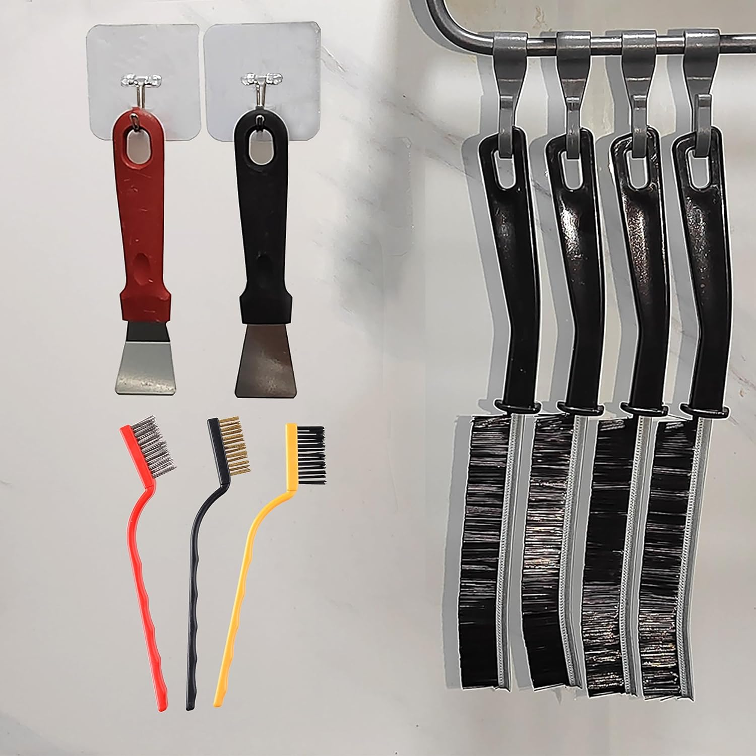 Hard Bristle Crevice Cleaning Brush, 11 Pcs Multifunctional Gap Cleaning Brush Tool Kits for Household, Full Sets Crevice Cleaning Brush for Kitchen Bathroom Toilet Crevice, Practical and Durable image number 4