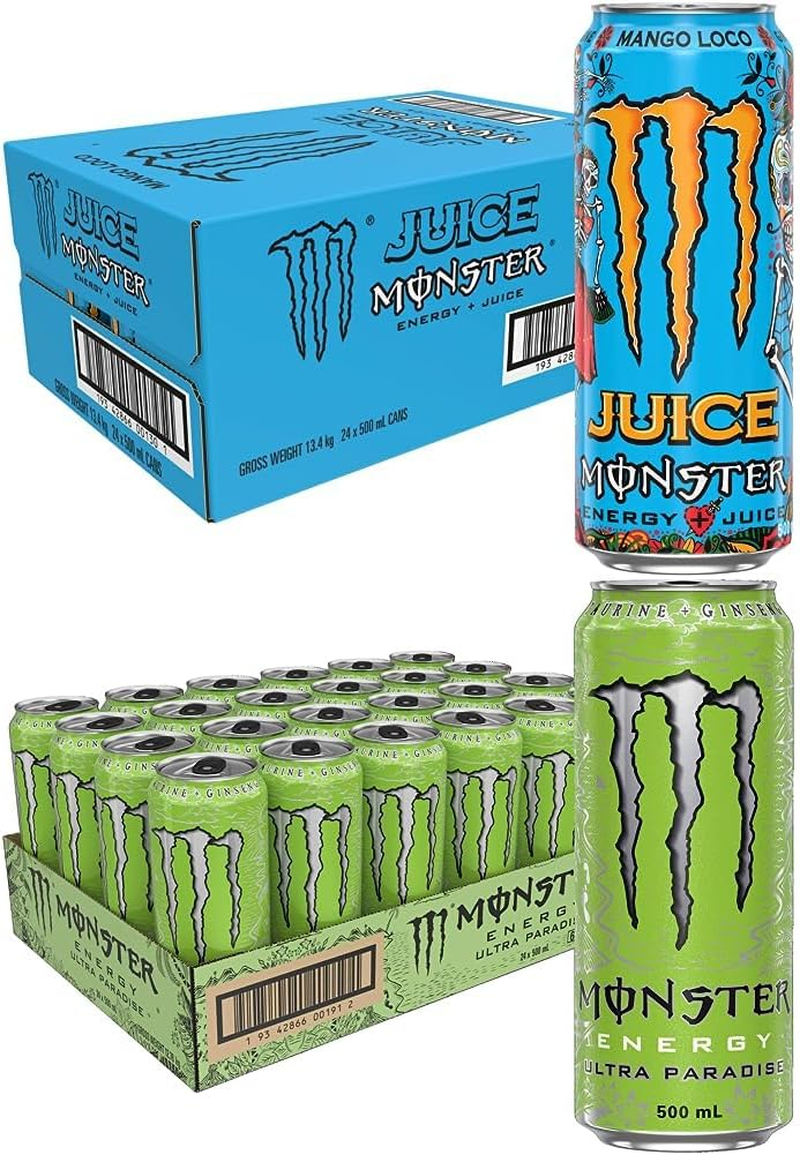 Monster Ultra Mango Loco Juice 24Pk and Monster Ultra Paradise Green 24Pk