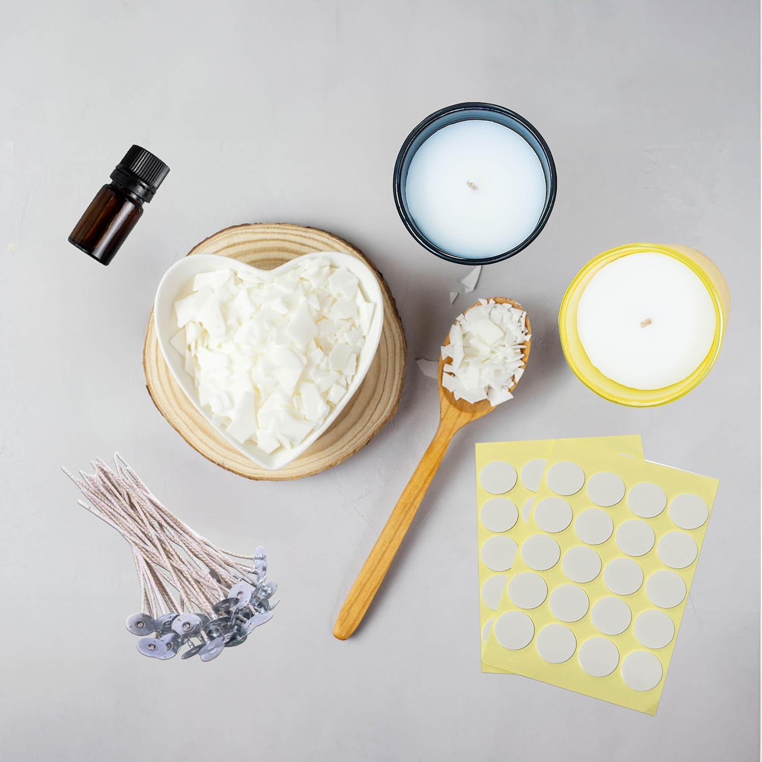 480PCS Candle Wick Stickers, White, Heat Resistant, Double-Sided, Self-Adhesive, Indoor Use, Candle Making Supplies image number 1