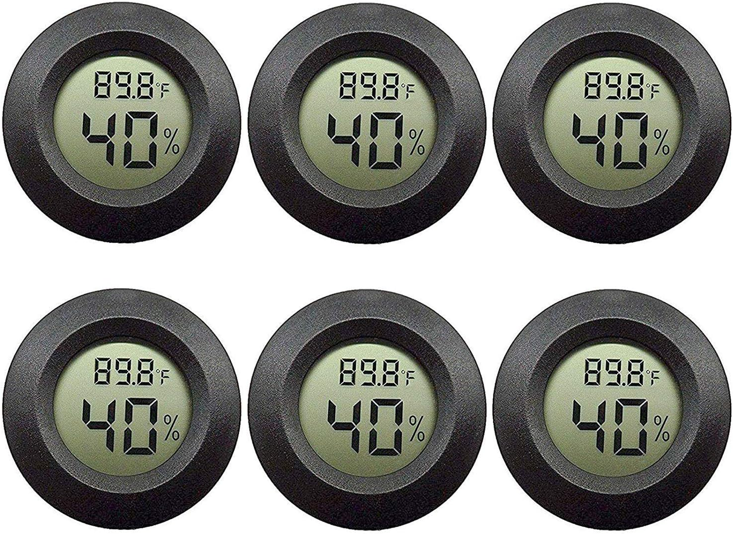 Eeekit 6-Pack Hygrometer Thermometer Digital LCD Monitor Indoor Outdoor Humidity Meter Gauge for Humidifiers Dehumidifiers Greenhouse Basement Babyroom, Black Round, Measure in Fahrenheit/Celsius image number 5